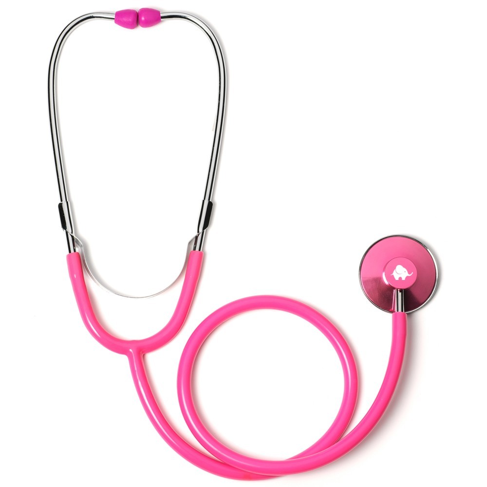 Hot Pink Single Head Stethoscope with Baby Elephant