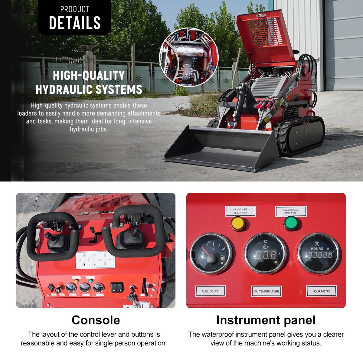 HY12C FREE SHIP/unloading Mini Excavator 1.2Ton 13.5hp Gas EPA Engine+Rake+Auger