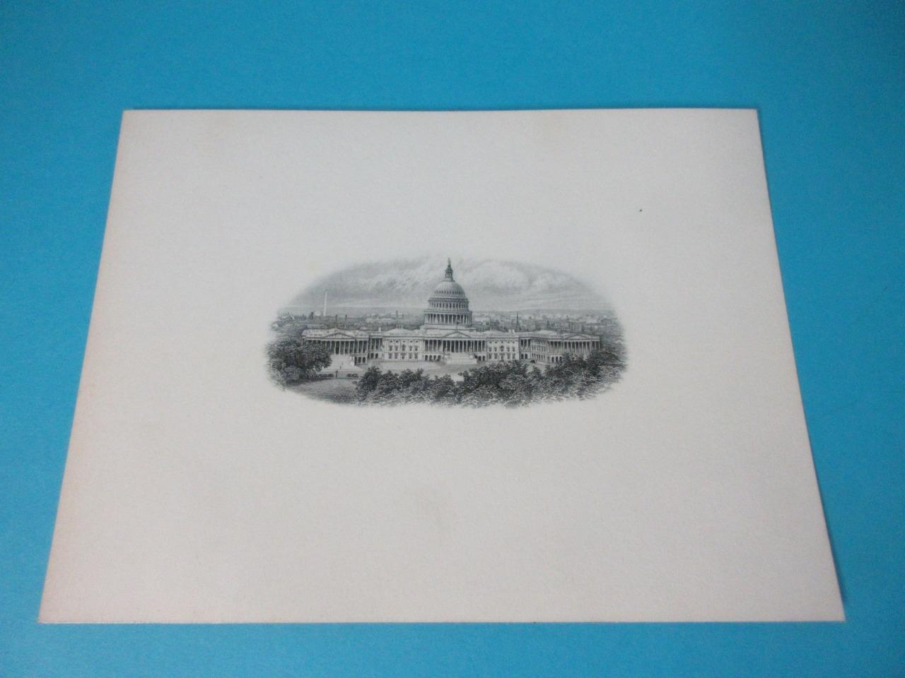 ANTIQUE BANKNOTE PROOF ENGRAVING ART PLATES UNITED STATES CAPITAL BUILDING RARE