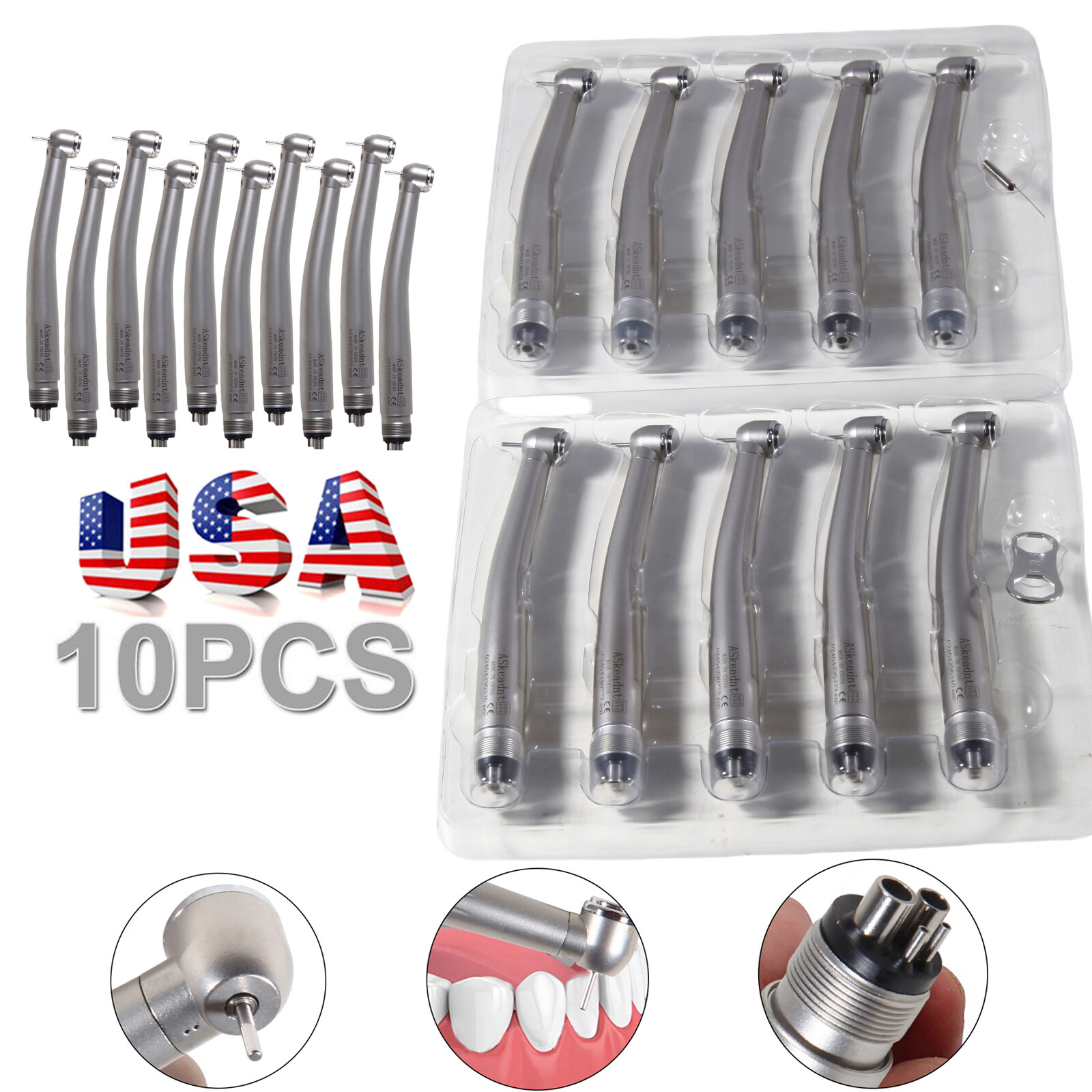 10pcs/1Pack Dental high speed handpiece 4HOLE