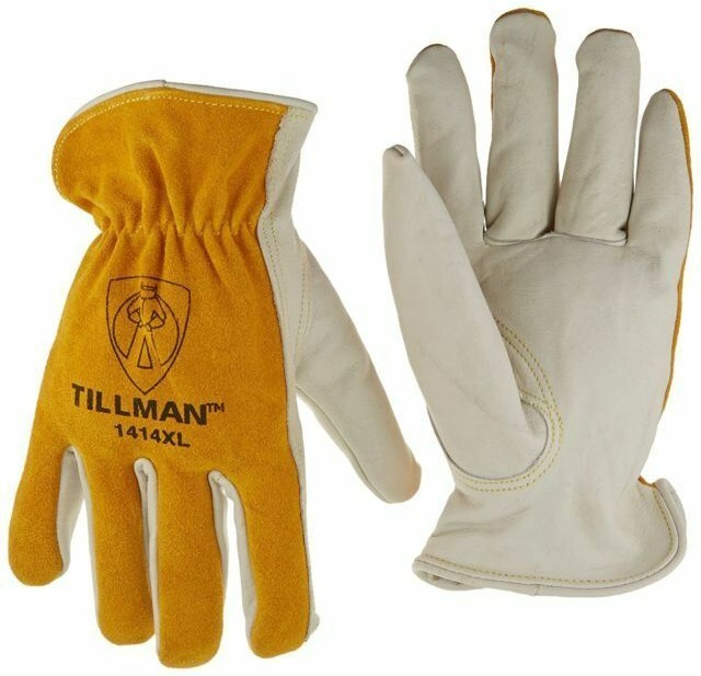 2- Tillman 1414 Grain Pearl Cowhide Split Leather Drivers Protective Work Gloves