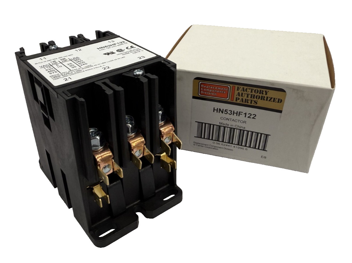 Carrier Contactor HN53HF122 Three Pole, 75 Amp, Screw Terms, 115VAC Coil
