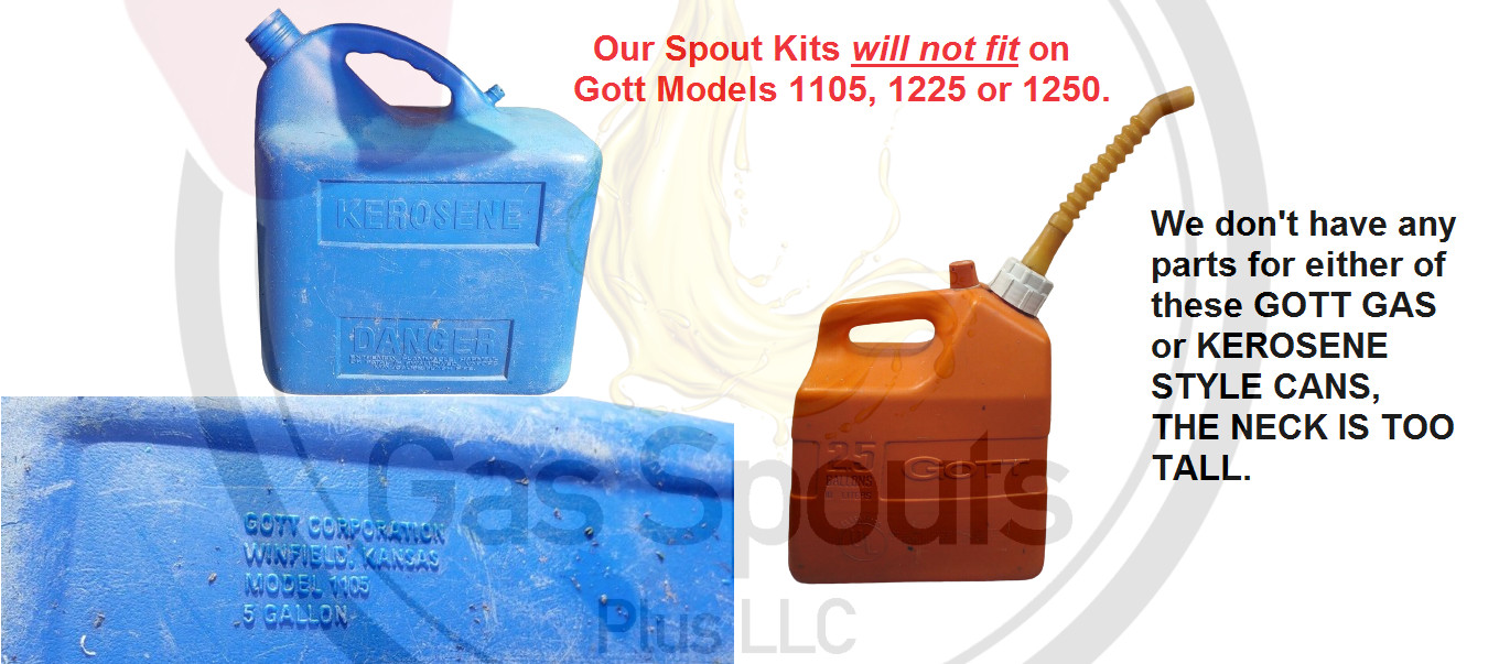 GOTT Gas Can Replacement Parts Kit SCREW CAP COLLAR,STOPPER,VENT Rubbermaid NEW