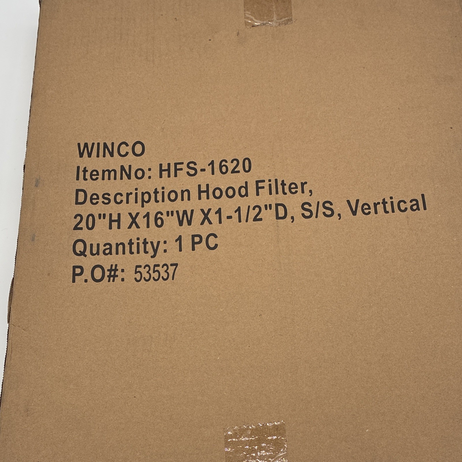 Winco HFS-1620 Stainless Steel Hood Filter Vertical 20x16x1-1/2″