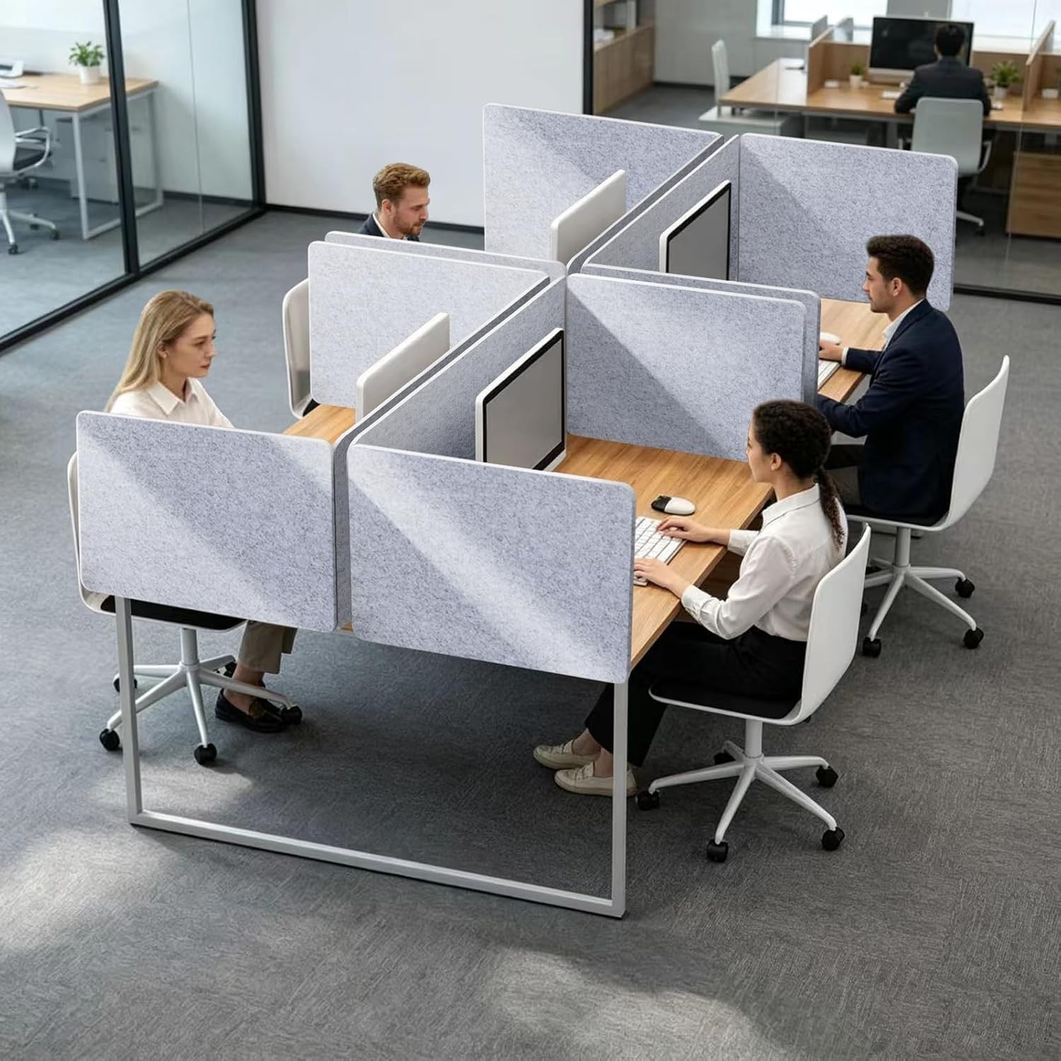 Office Partition, Sound Absorb Desk Divider, Desktop Privacy Panel Table Mounted