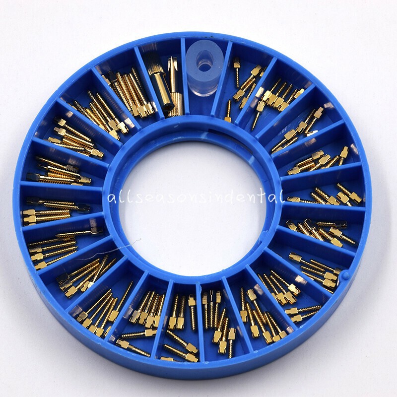 120 Pcs Dental Assorted 24K Gold Plated Conical Nordin Screw Posts Kits Refills