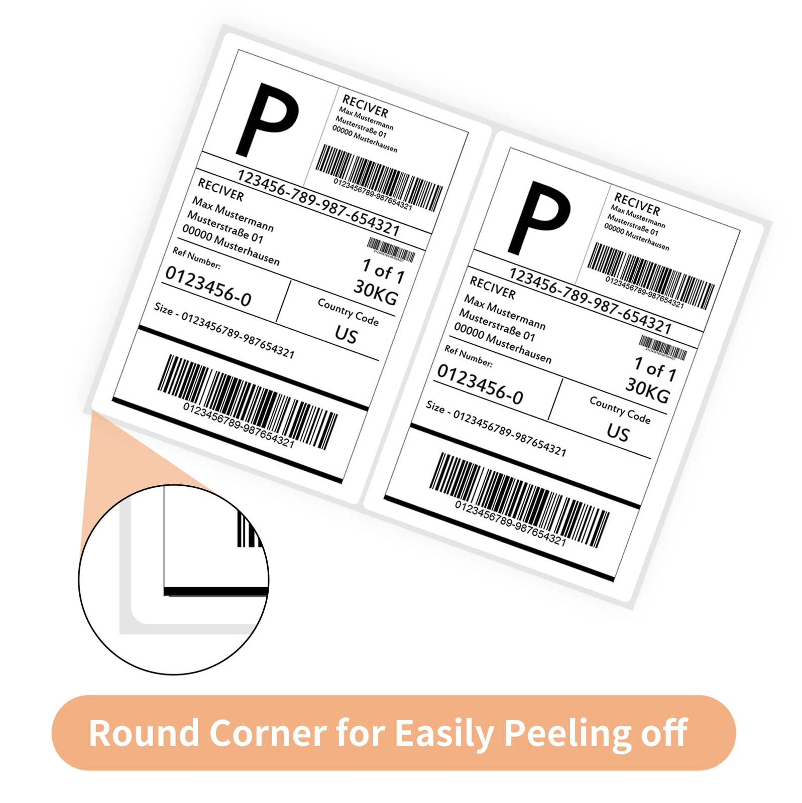 Shipping Labels with Rounded Corner, 8.27 x 5.32 Inches Half Sheet Self Adhes…
