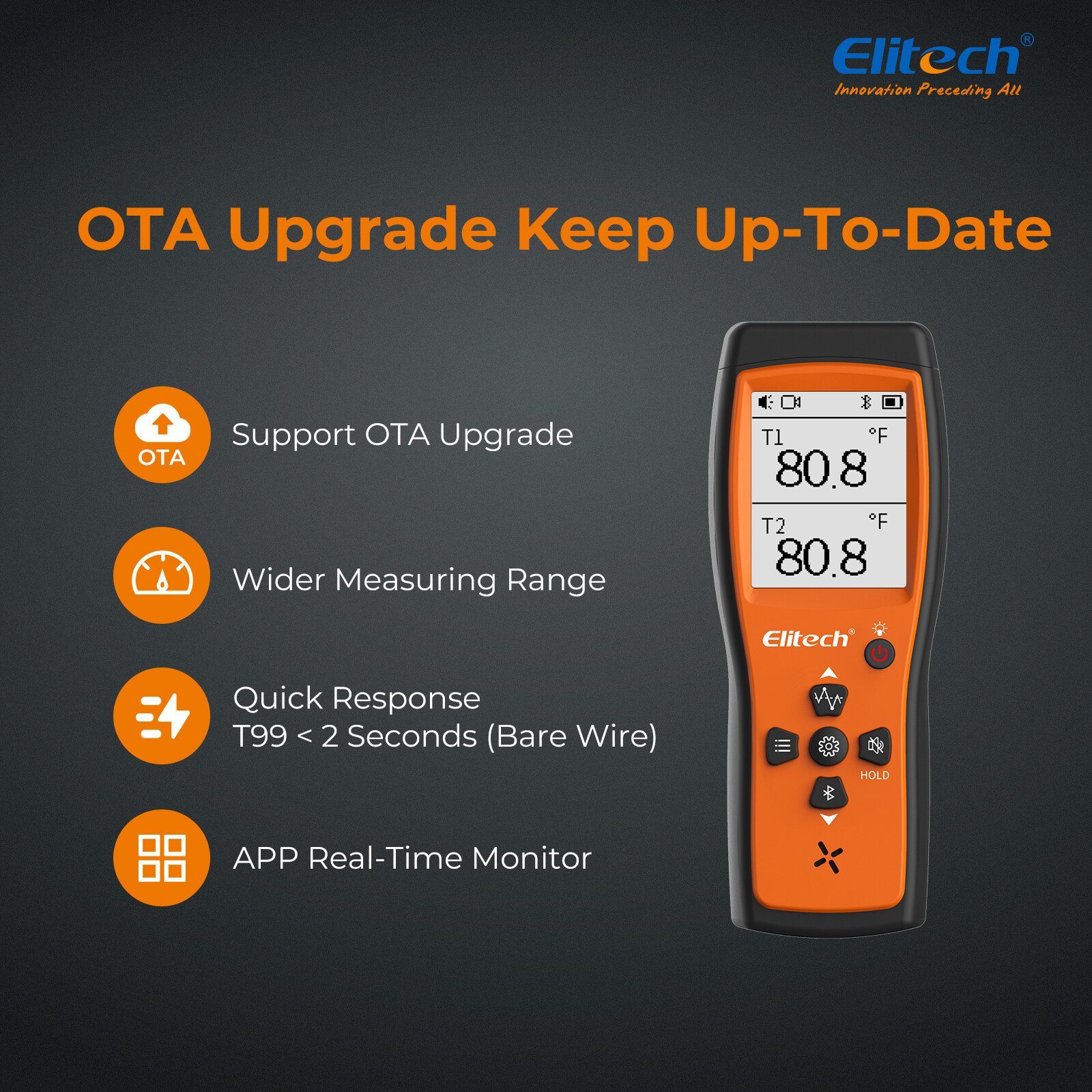 Used Elitech VGW-760 Wireless Digital Vacuum Gauge LCD Display APP Control