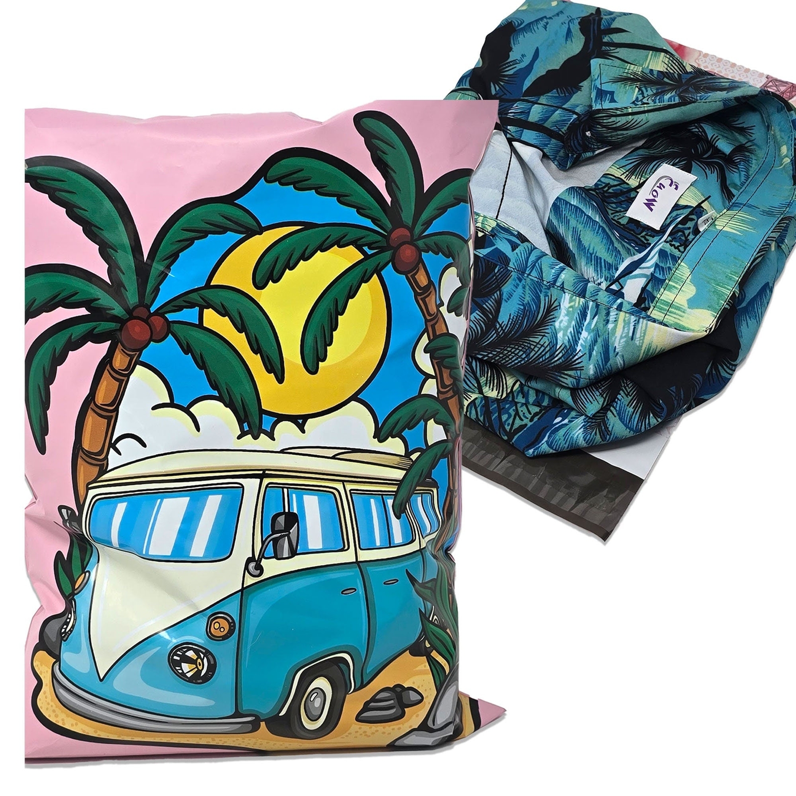 Retro Summer Days 10×13 Poly Mailers – Vintage Van Beach Theme – Lightweight, Fu