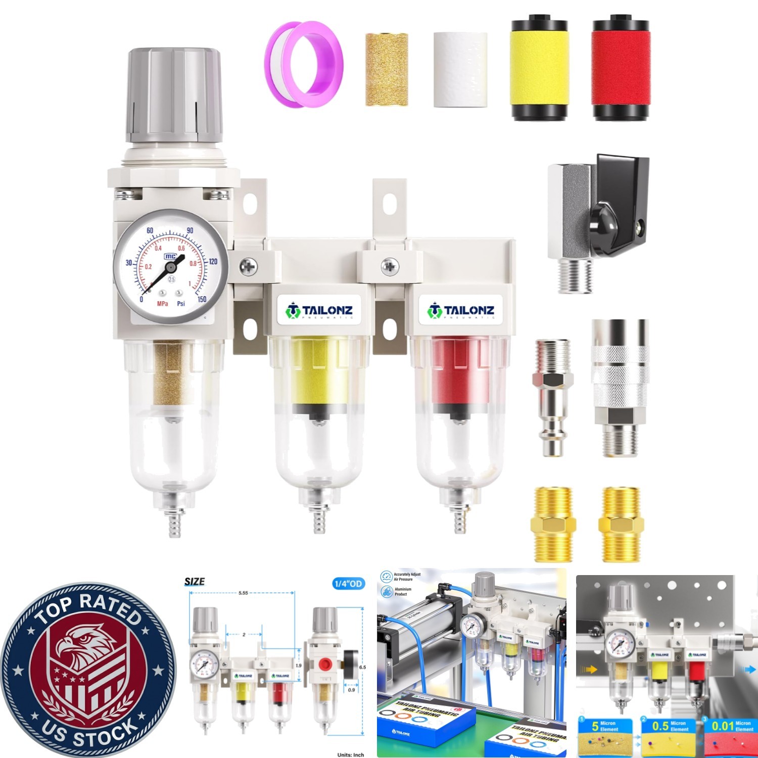 Grade 3 Stage Air Drying System 0-150PSI – Essential Air Tool Filter Combo