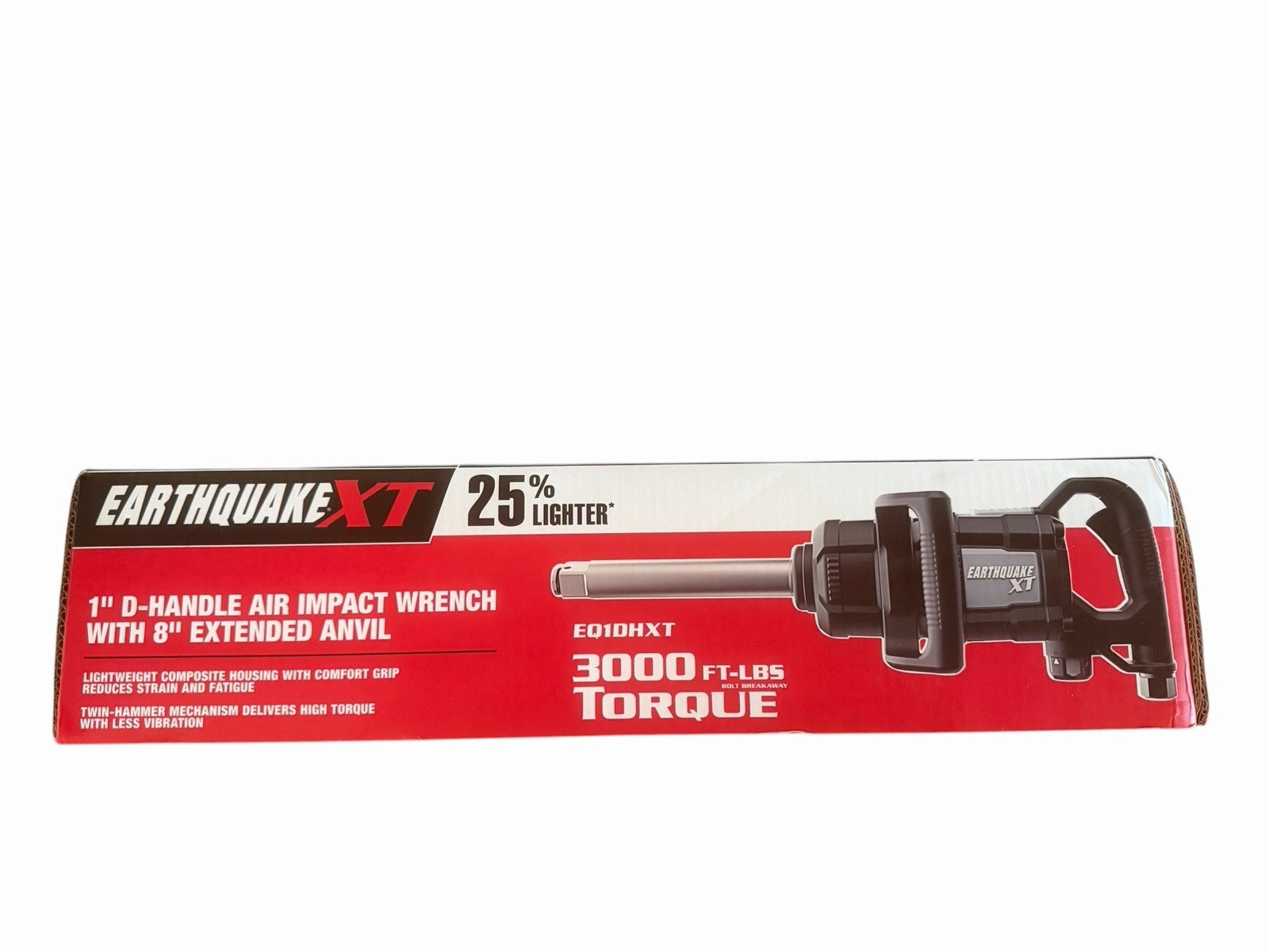 NEW EARTHQUAKE D-Handle 1″ Air Impact Wrench W/ 8” Extended Anvil NEW 3000ft-lbs