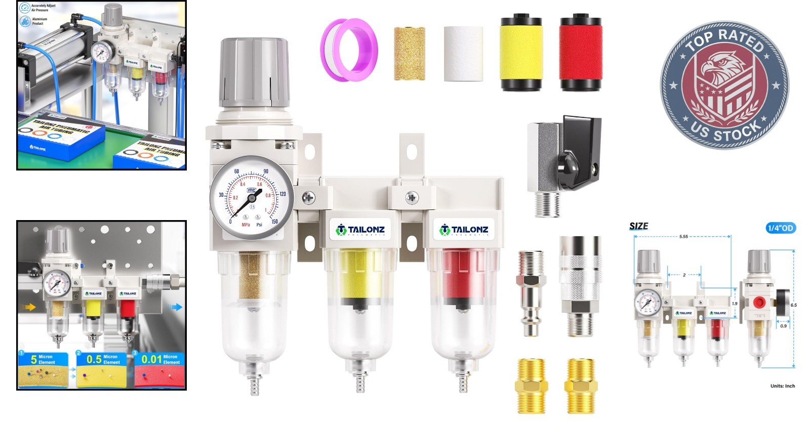 Grade 3 Stage Air Drying System 0-150PSI – Essential Air Tool Filter Combo