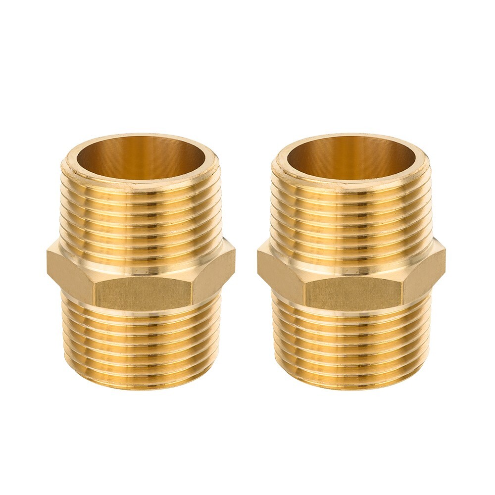 2 PCS EFIELD 3/4″ x3/4″ Male NPT Hex Nipple Pipe Adapters ,Brass Fittings