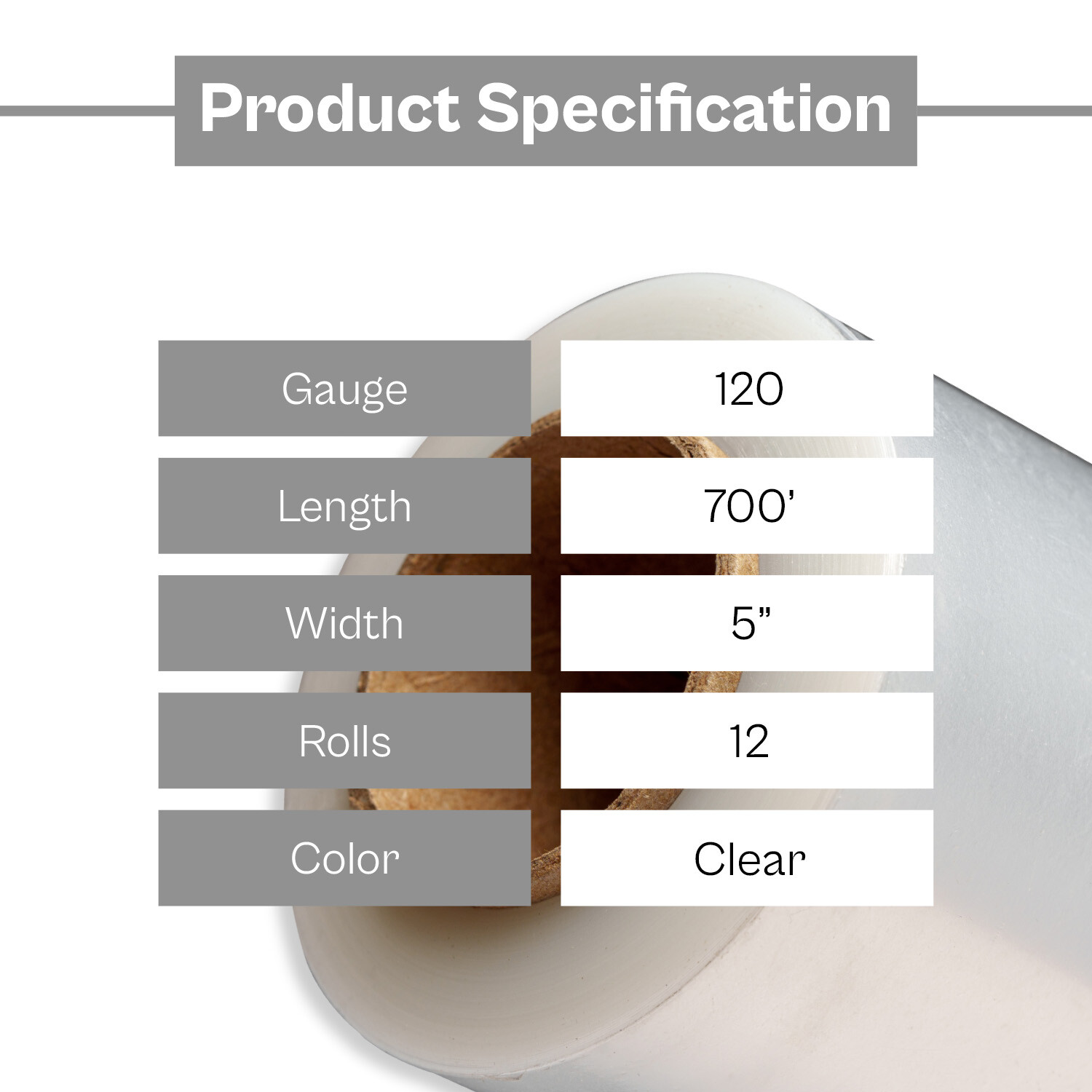 Self Adhering Mini Stretch Film with Grip Handle Clear Wrap 5″ x 700′, 120 Gauge