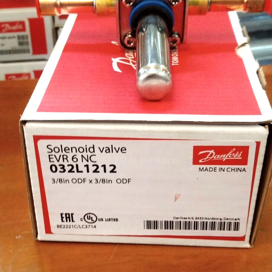 2PCS LOT- Danfoss 032L1212 Solenoid Valve EVR 6 NC 3/8in, ODFx3/8in- Brand New