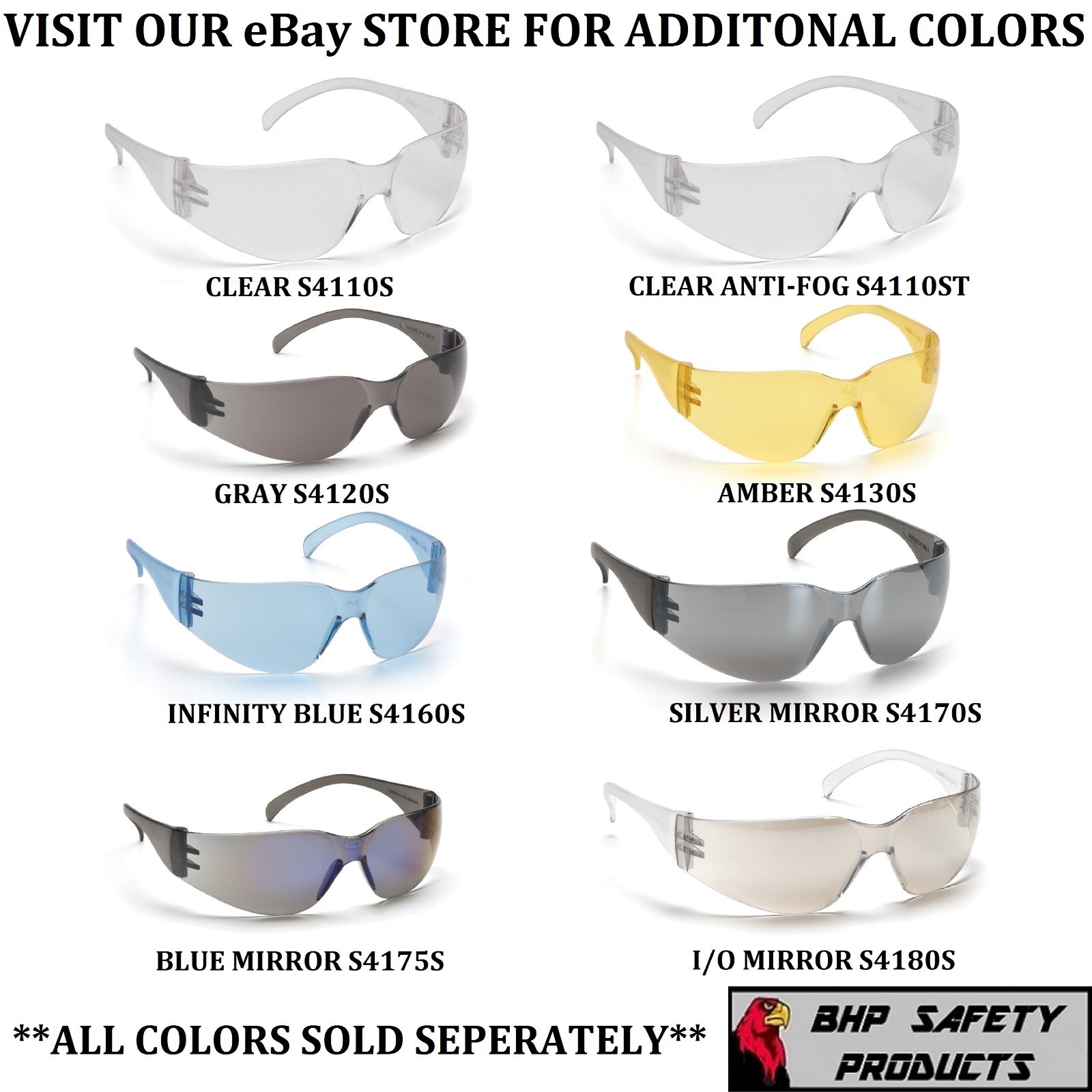 PYRAMEX INTRUDER SAFETY GLASSES I/O MIRROR LENS INDOOR/OUTDOOR S4180S (12 PAIR)