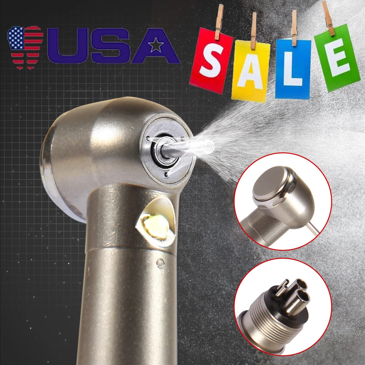 NSK Style Dental Fiber Optic LED E-generator High Speed Handpiece Turbine 4Holes
