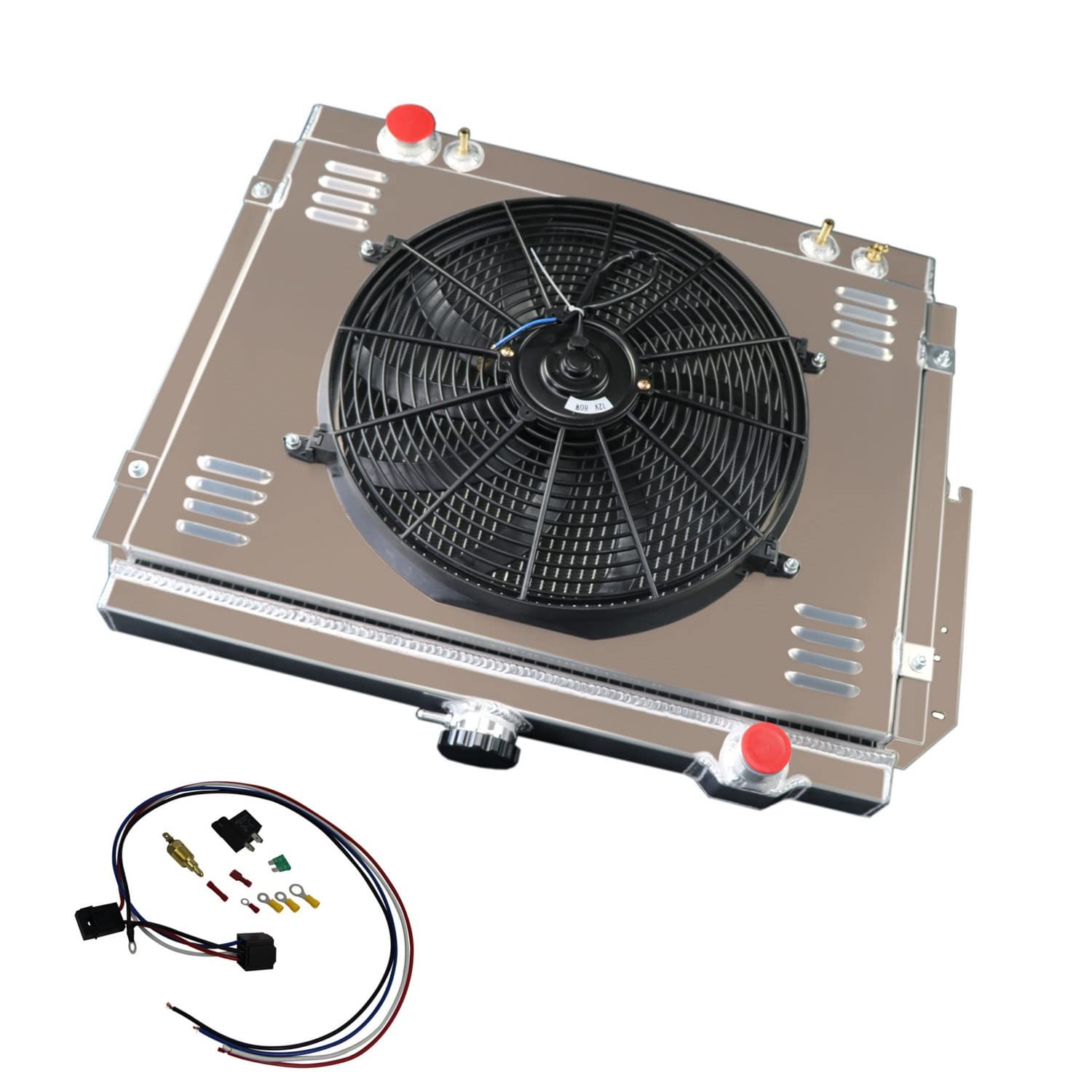 4 Row Radiator+Shroud Fan For 79-93 Dodge D/W 100 200 250 300 350 5.2L 5.9L V8