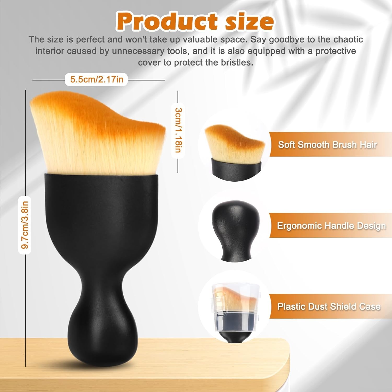 Interior Detailing Brush Set of 2, Curved Soft Cleaning Brush for Dust Collectio