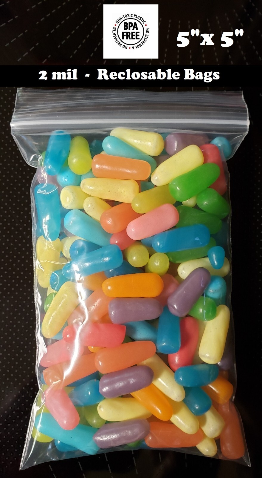 5″ x 5″ Clear Zip Seal Plastic Bags 2Mil Jewelry Pill Zipper Top Lock Baggies