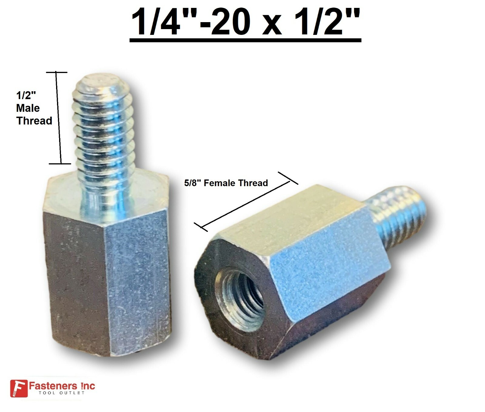 1/4″-20 x 1/2″ Hex Standoff Zinc Plated #4675-2520-S-12 5/8″L Female Thread