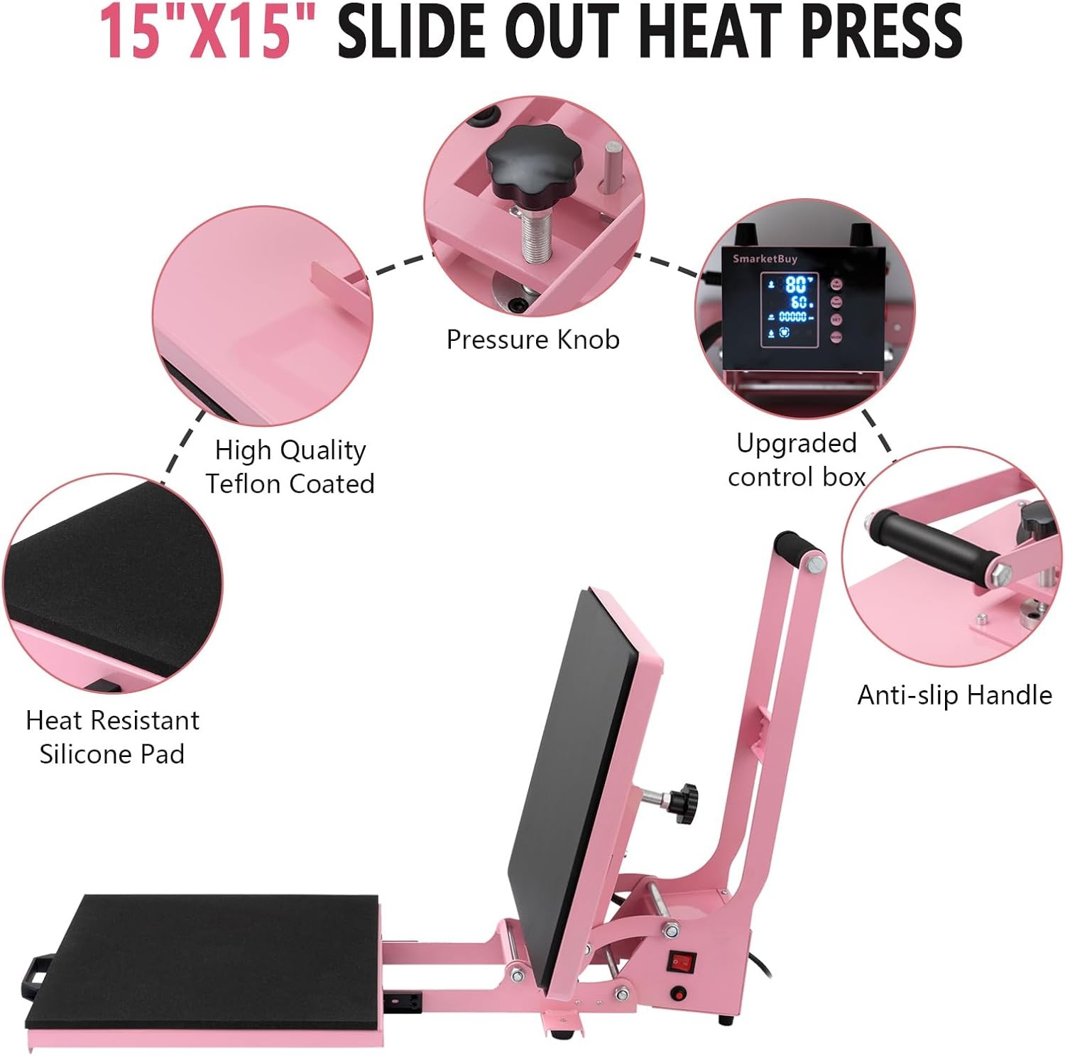 15″x15″ Digital Clamshell T-shirt Heat Press Machine Transfer Sublimation Print