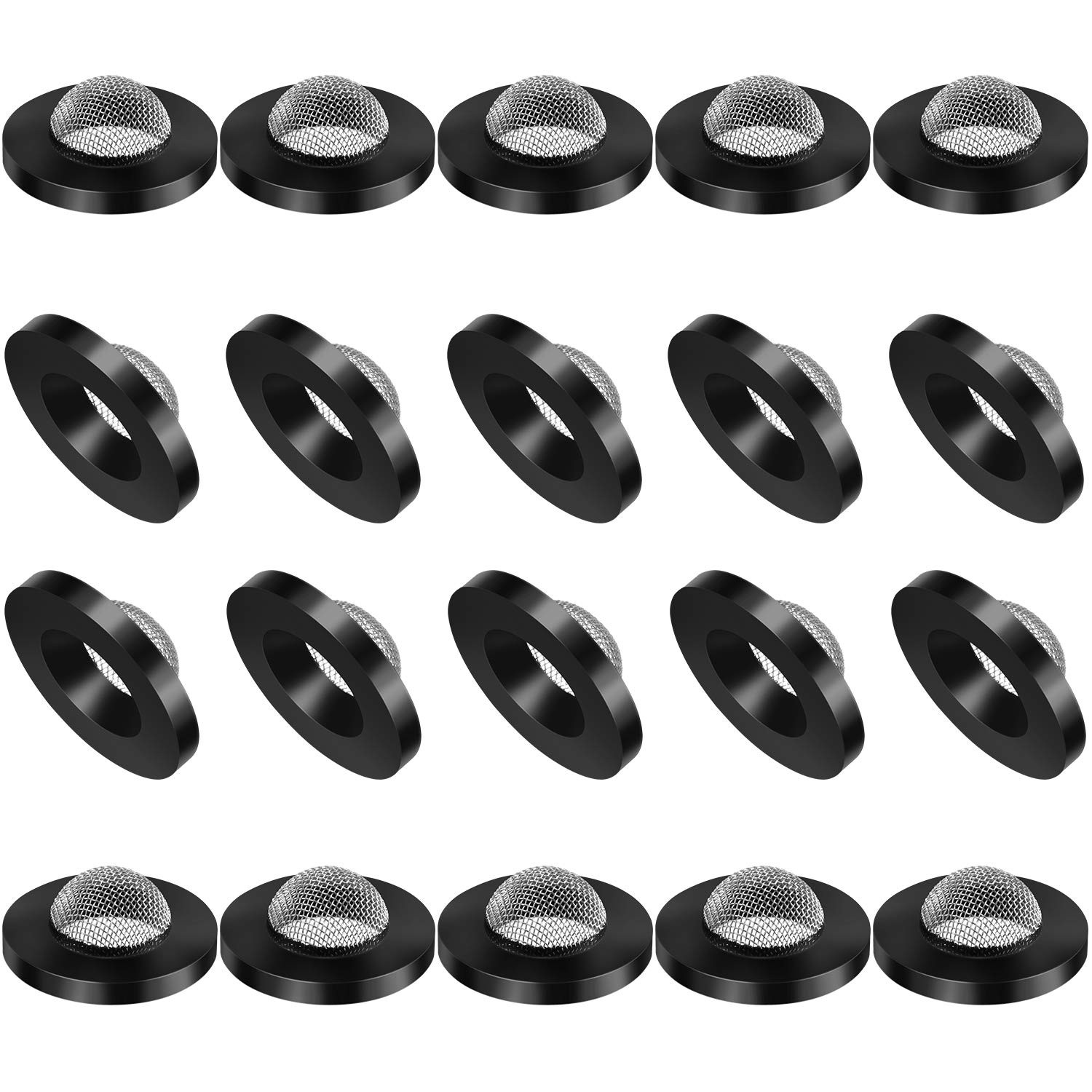 20 Pcs Hose Washer with Screen Filter Washers Stainless Steel & Black Rubber