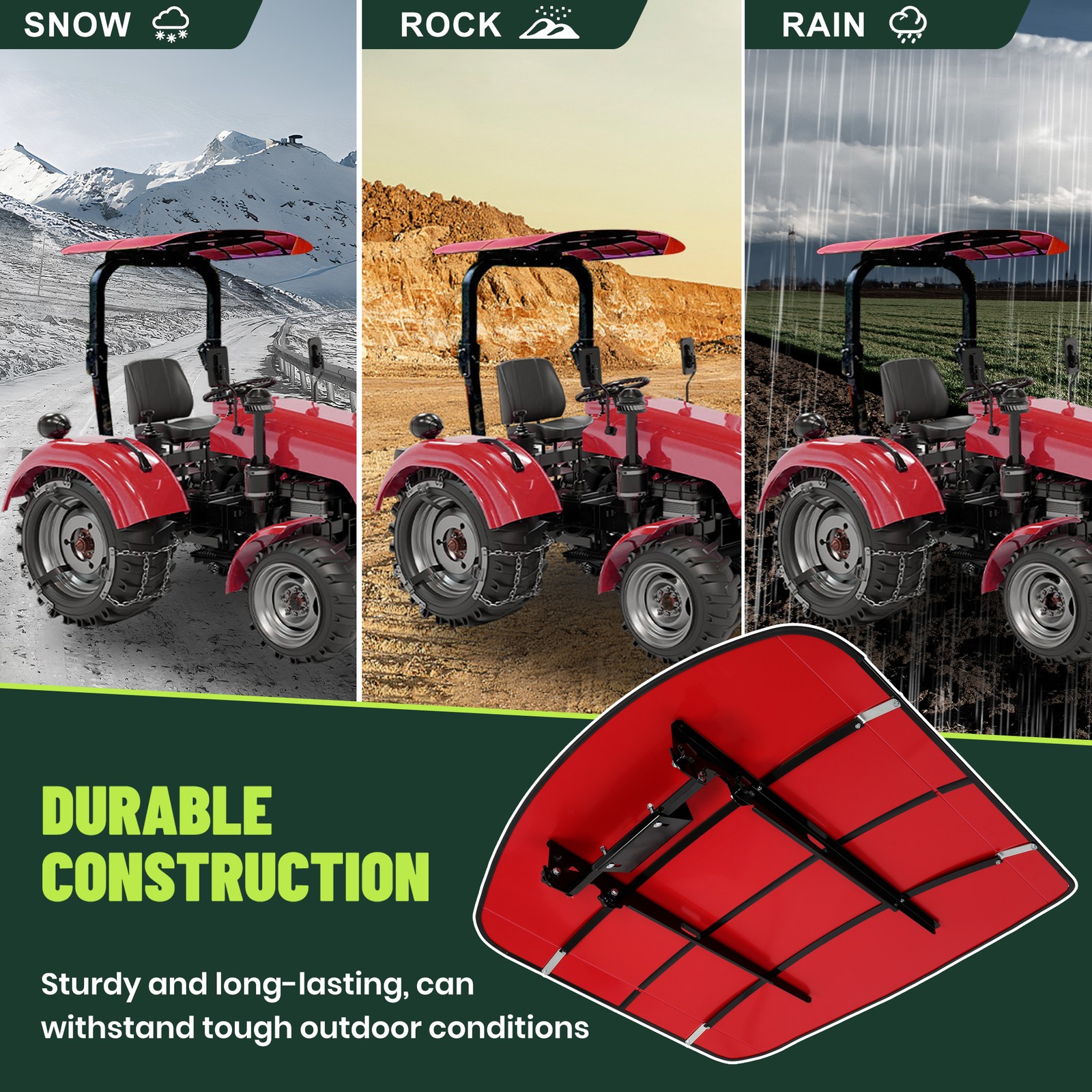 Red 52″ X 52″ Tuff Top ROPS Canopy For Tractor and Mowers Umbrella