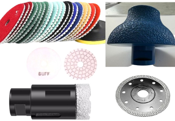 Diamond Router Bit Hole Saw Core Drill Polishing Pad Blade Granite Quartz Stone
