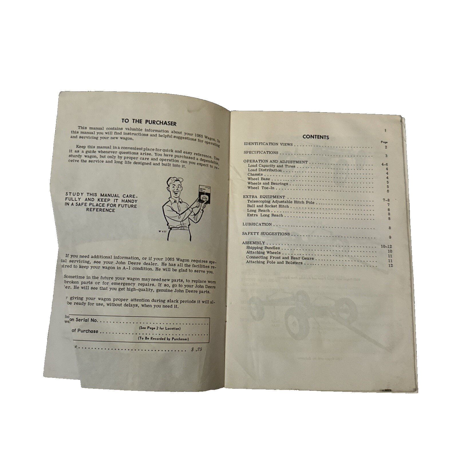 John Deere 1275 Wagon OMW17891 Operators Manual Book
