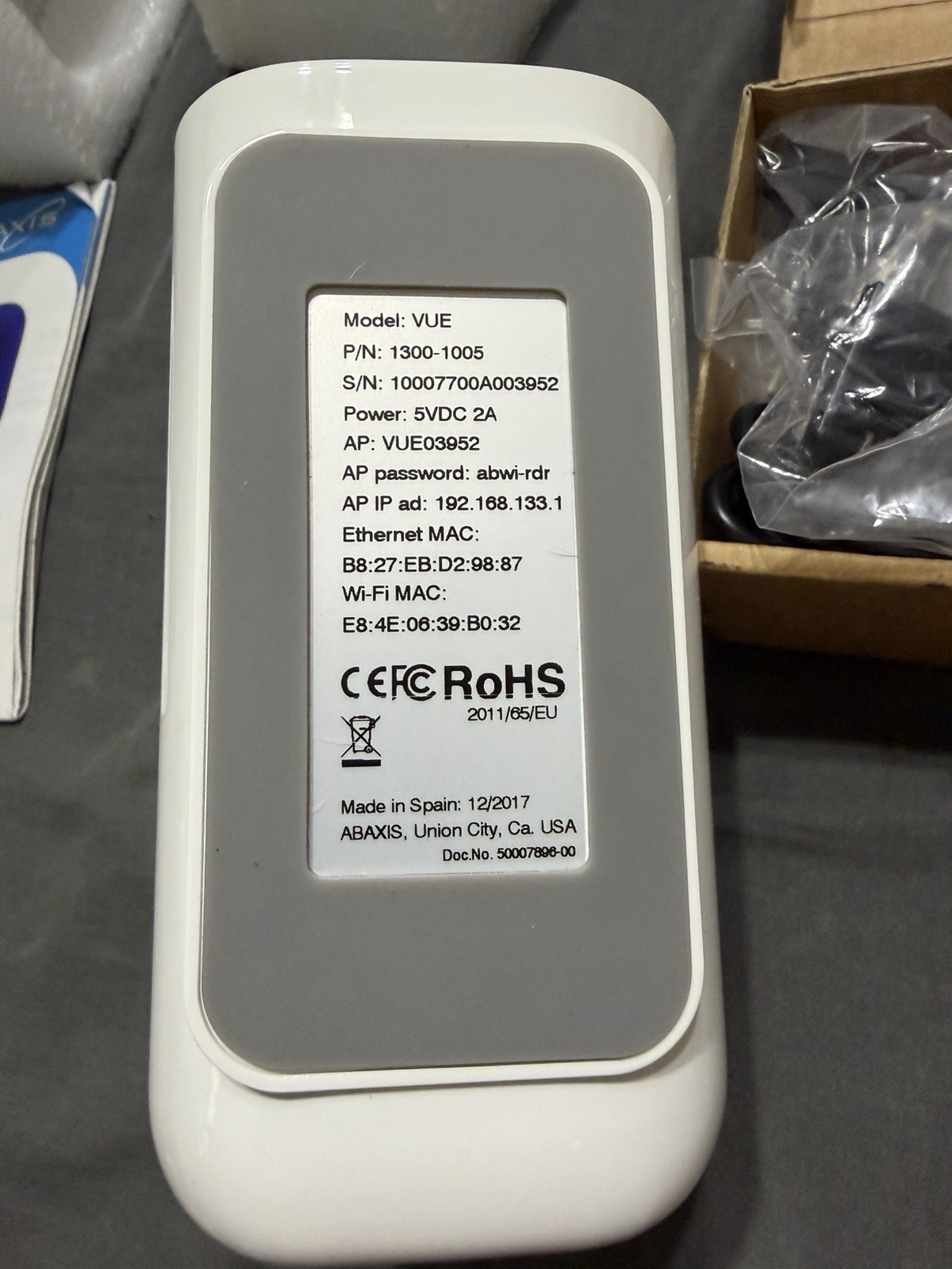 VETSCAN VUE RAPID TEST ANALYZER ABAXIS VETERINARY
