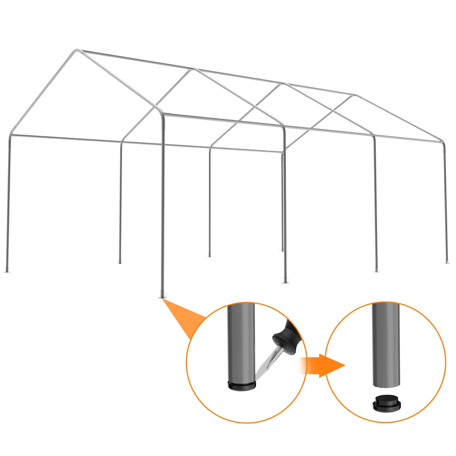 12’x20 ‘Outdoor Carport Canopy, Portable Garage Shelter with Side-Opening Door