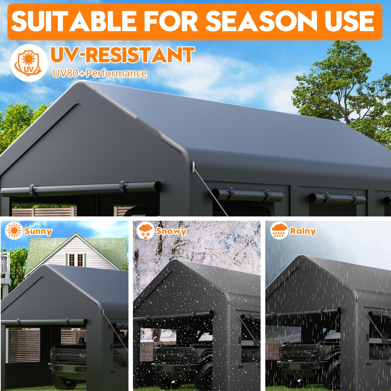 12’x20 ‘Outdoor Carport Canopy, Portable Garage Shelter with Side-Opening Door