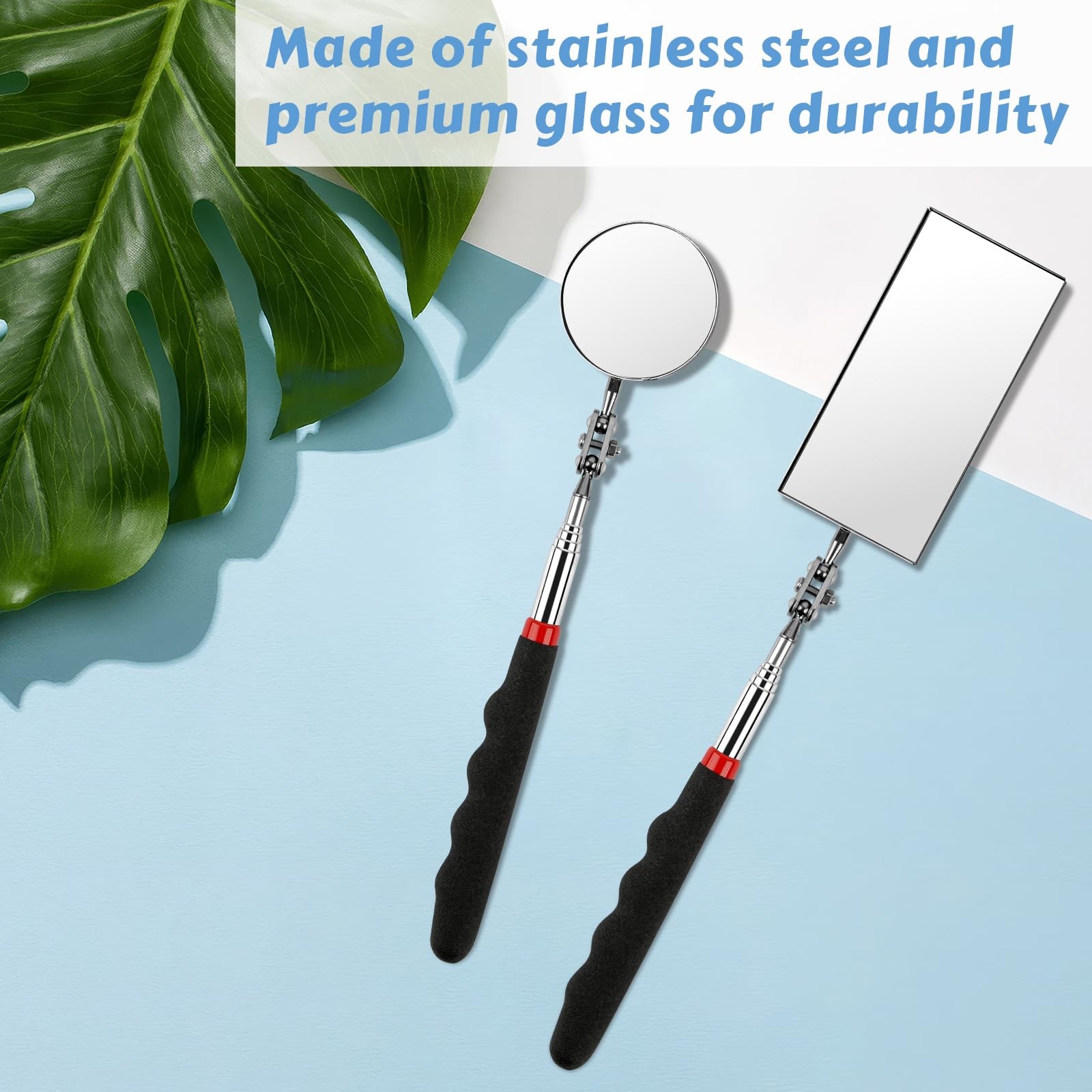 2 Pieces Telescoping Inspection Mirror, 360° Swivel Extendable Mechanic…