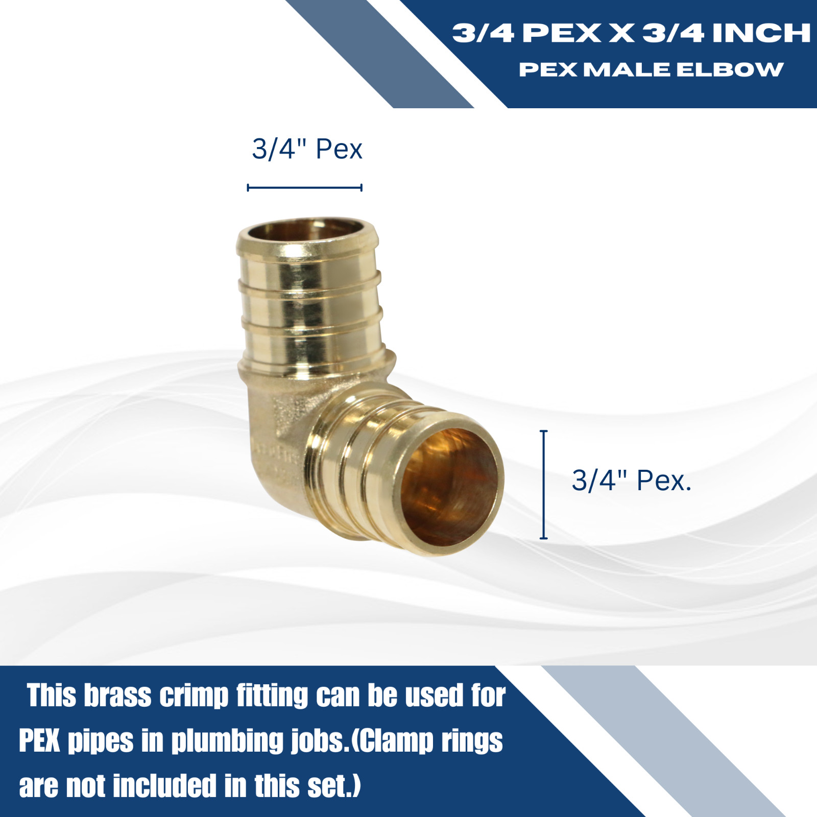 50 PIECES 3/4″ X 3/4″ PEX ELBOW – BRASS CRIMP FITTINGS (LEAD-FREE)