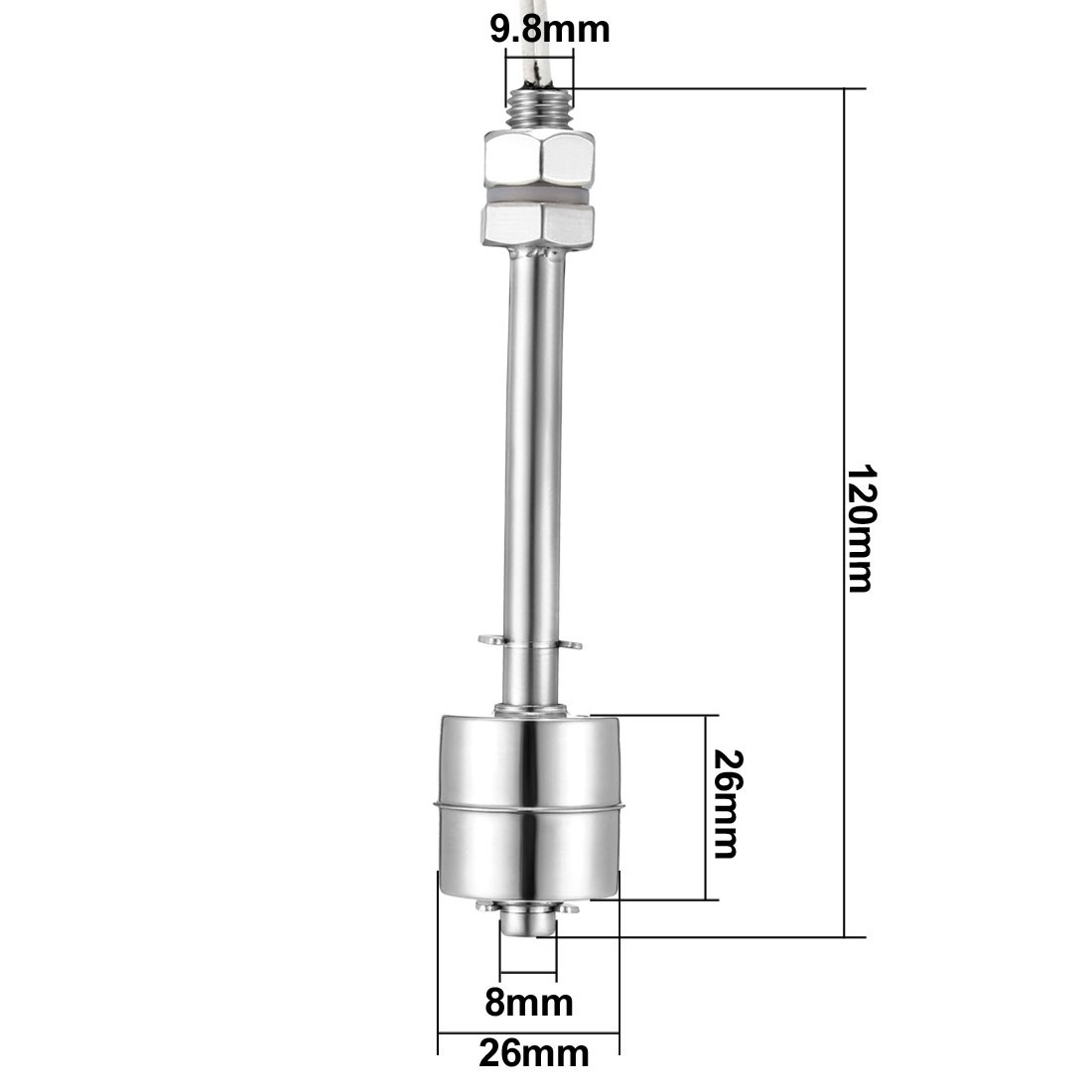 Vertical Liquid Water Level Sensor Stainless Steel Float Switch 12cm L