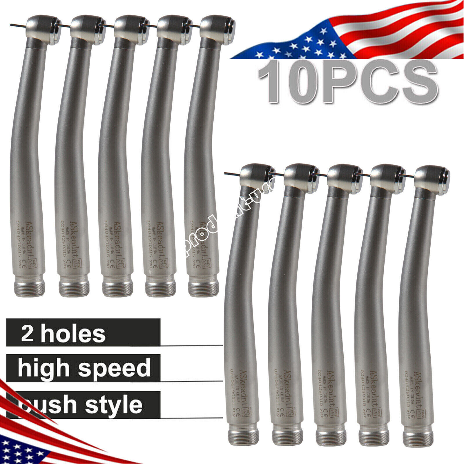 10pcs NSK Style Dental High Speed Handpiece Push Button 2 Hole Borden ASkeadnt