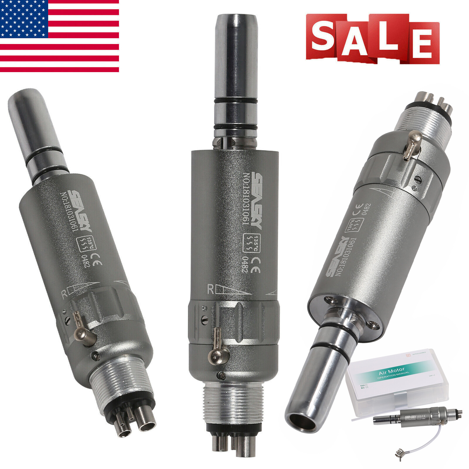 NSK Style Dental Slow Low Speed Handpiece Air Motor E-type 4 Holes Midwest M4