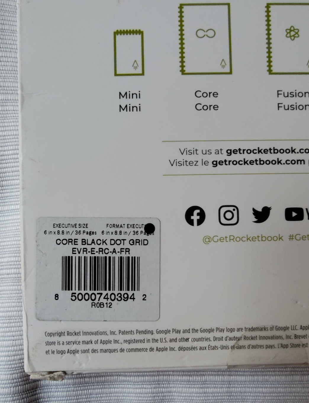 RocketBook Reusable Spiral Notebook Core Black Open Box 6″x9″