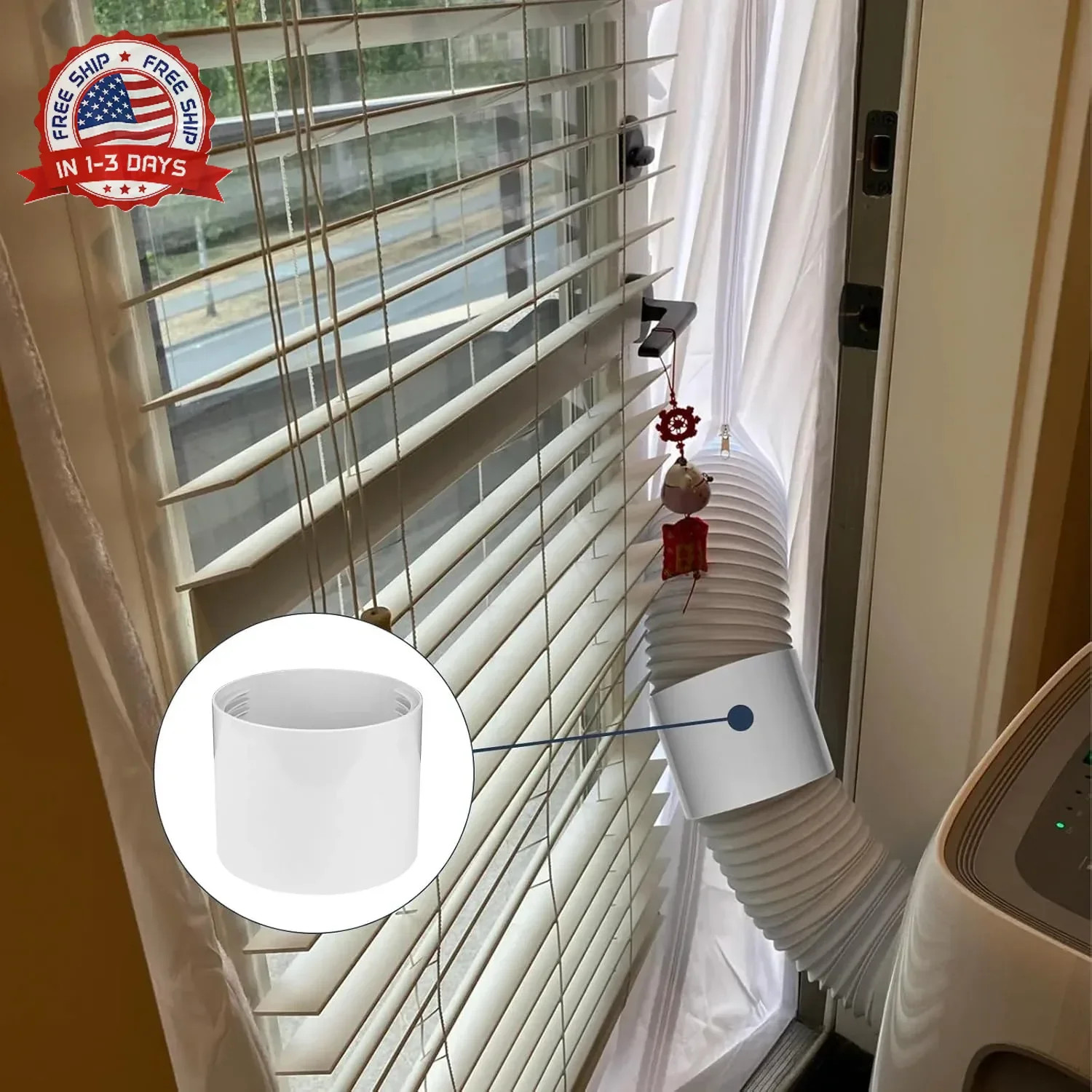 5.9 Inch Portable Air Conditioner Hose Extention Coupler, Universal Air Conditio