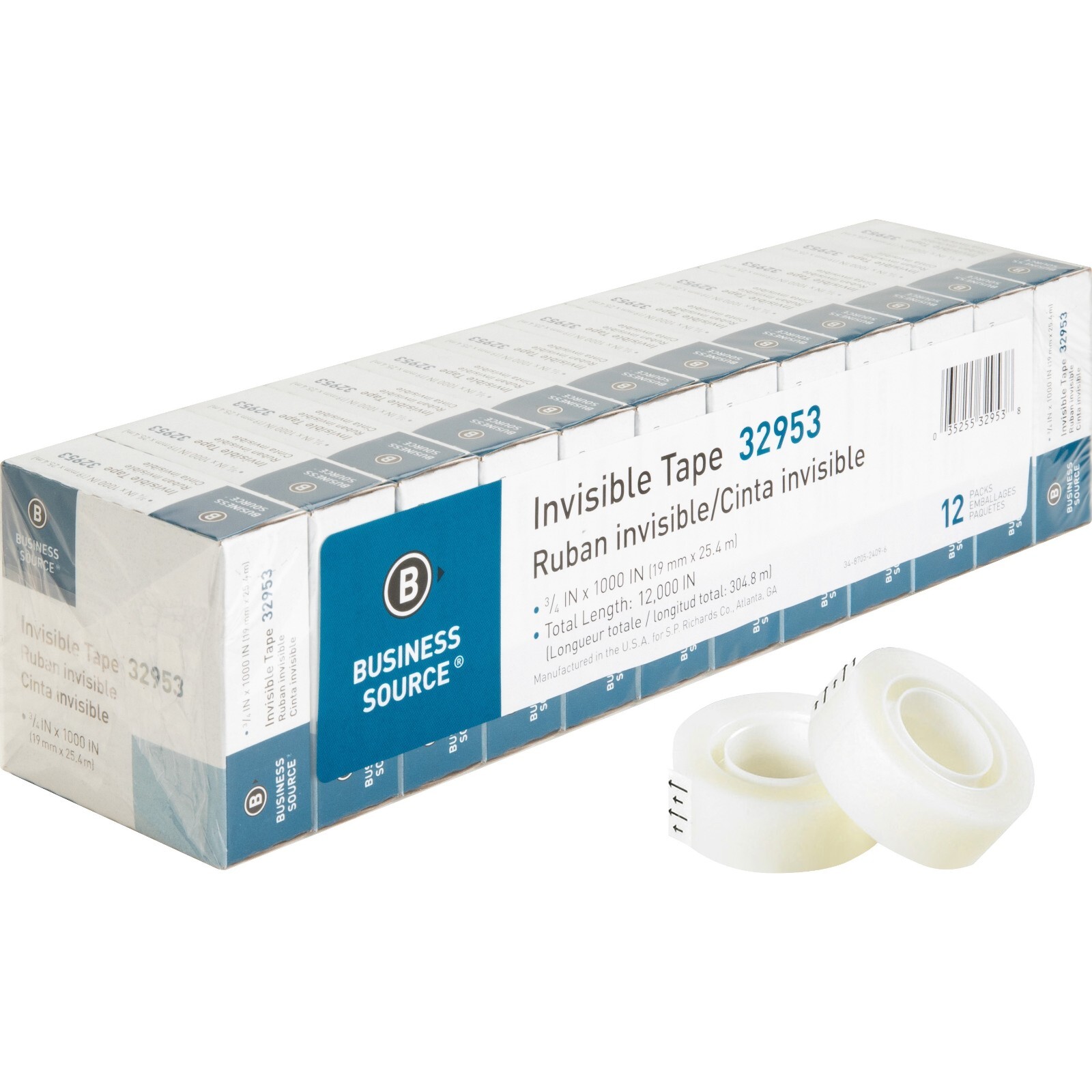 BSN32953 – Premium Invisible Transparent Tape, 1 Core, 3/4×1000, 12/PK, Clear