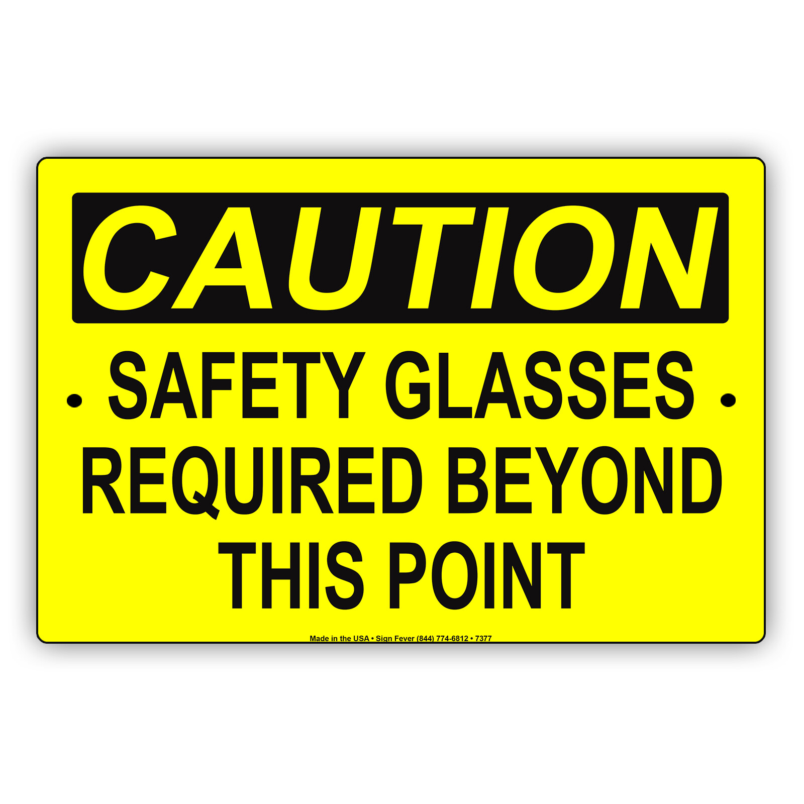 Caution Safety Glasses Required Wall Decor Novelty Notice Aluminum Metal Sign