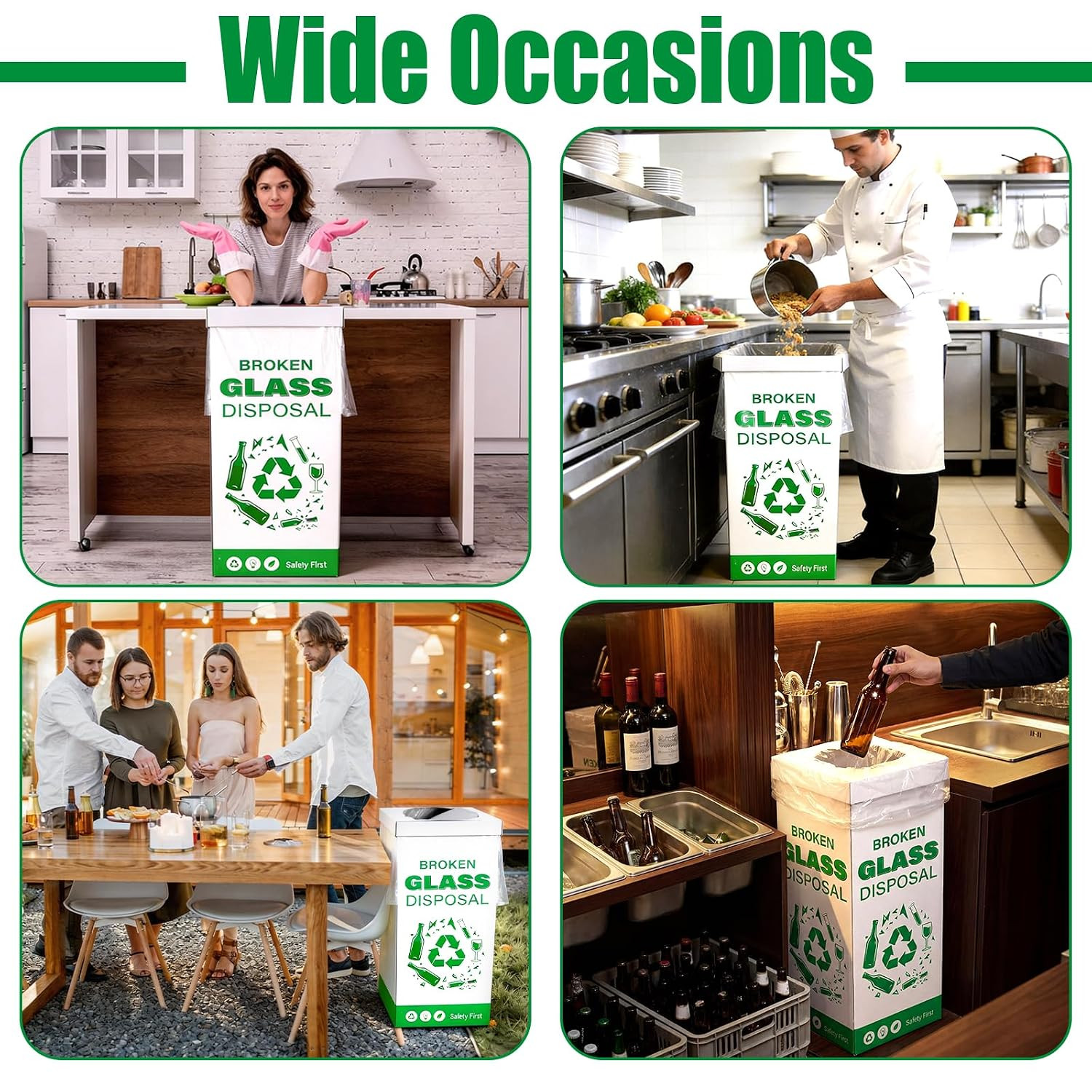 6 Pack Cardboard Glass Disposal Boxes – 12x12x27 Inch Trash Bins for Labs