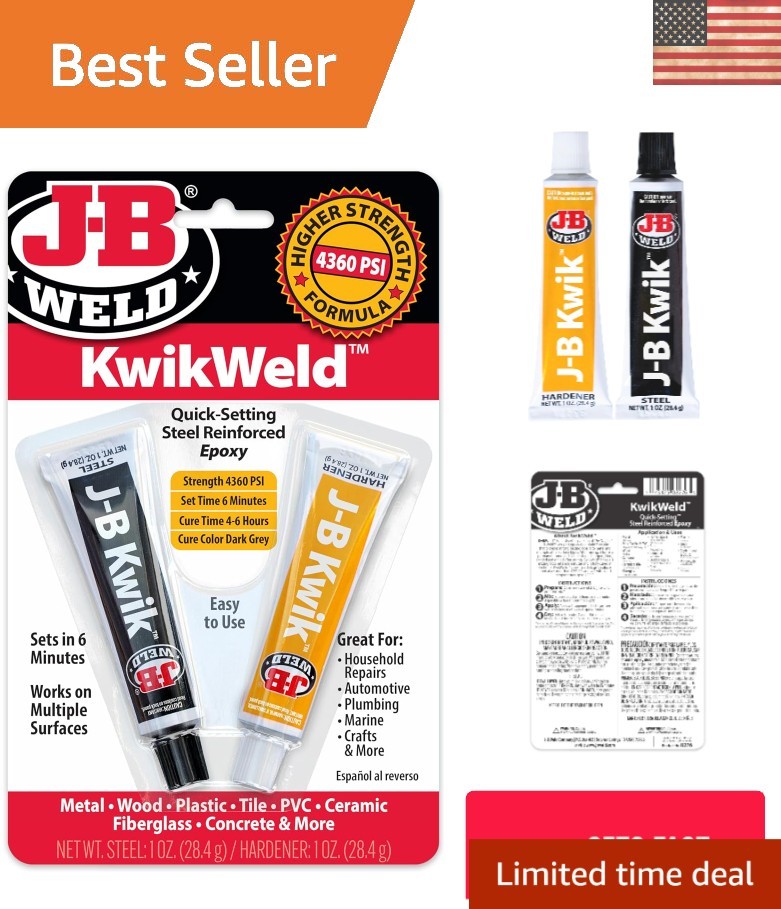 KwikWeld Quick Setting Steel Reinforced Epoxy – 2 Oz Dark Grey Repair Solution