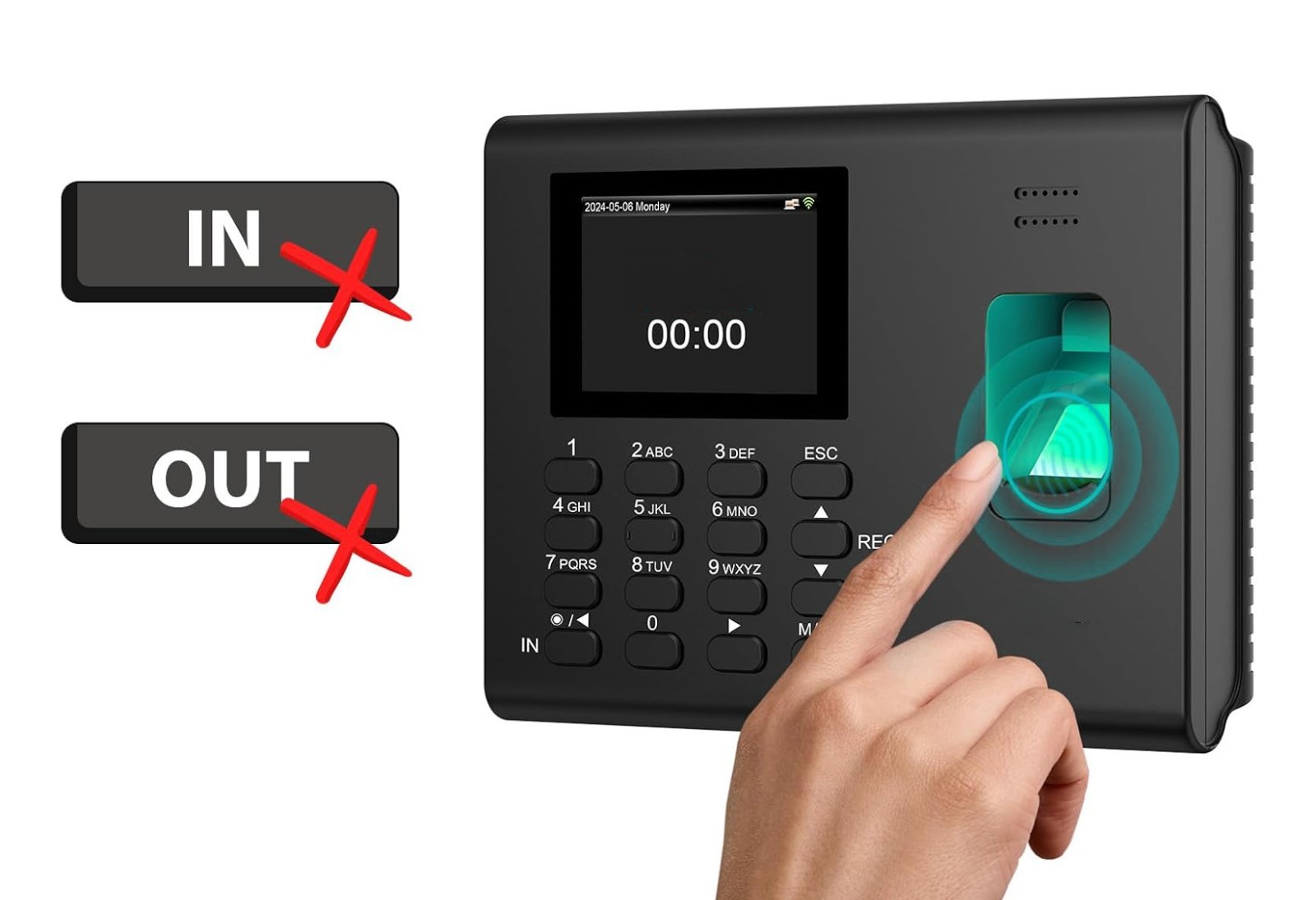 Time Clock – Fingerprint In/Out – WiFi – iOS/Android – No Fees – 2000mAh Battery