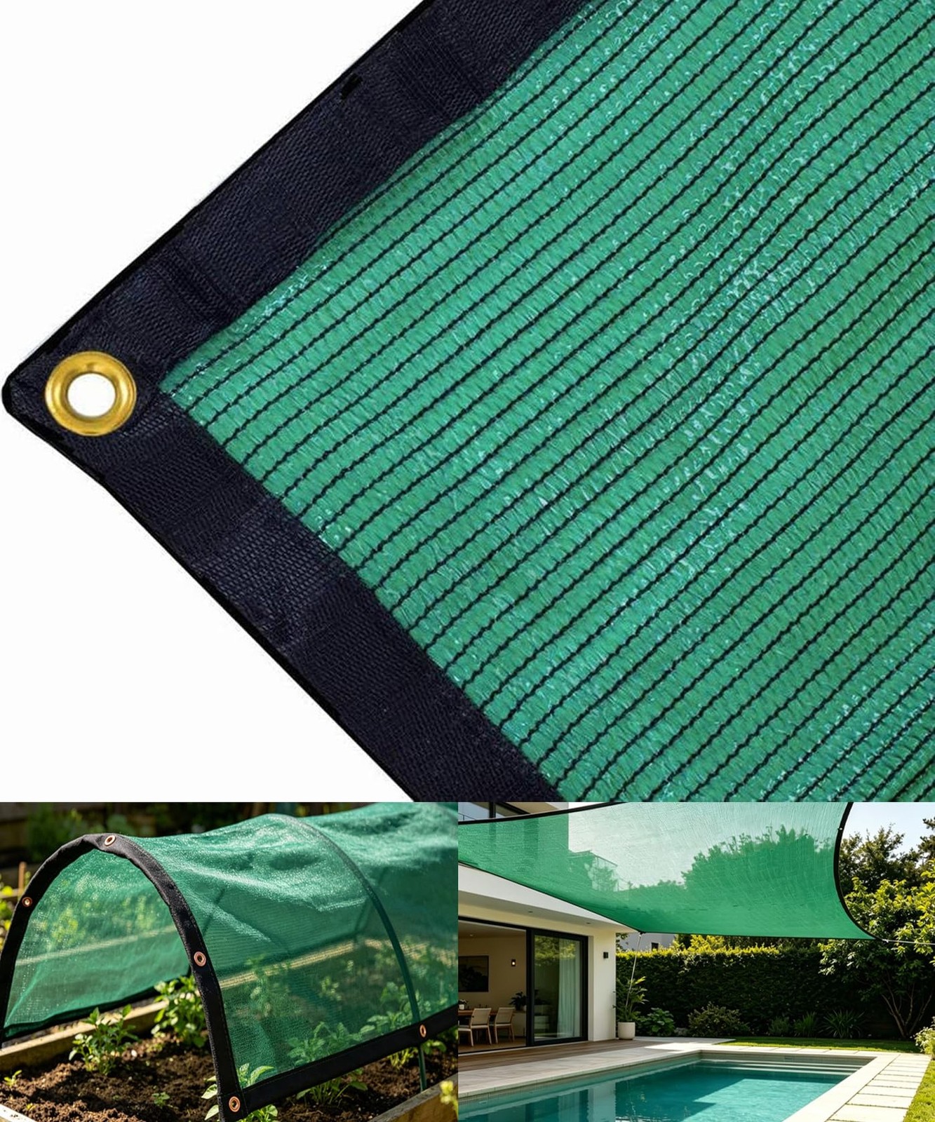 70% Green Shade Cloth with Grommets, 20 FT X 10 FT Heavy Duty HDPE Shade Cove…