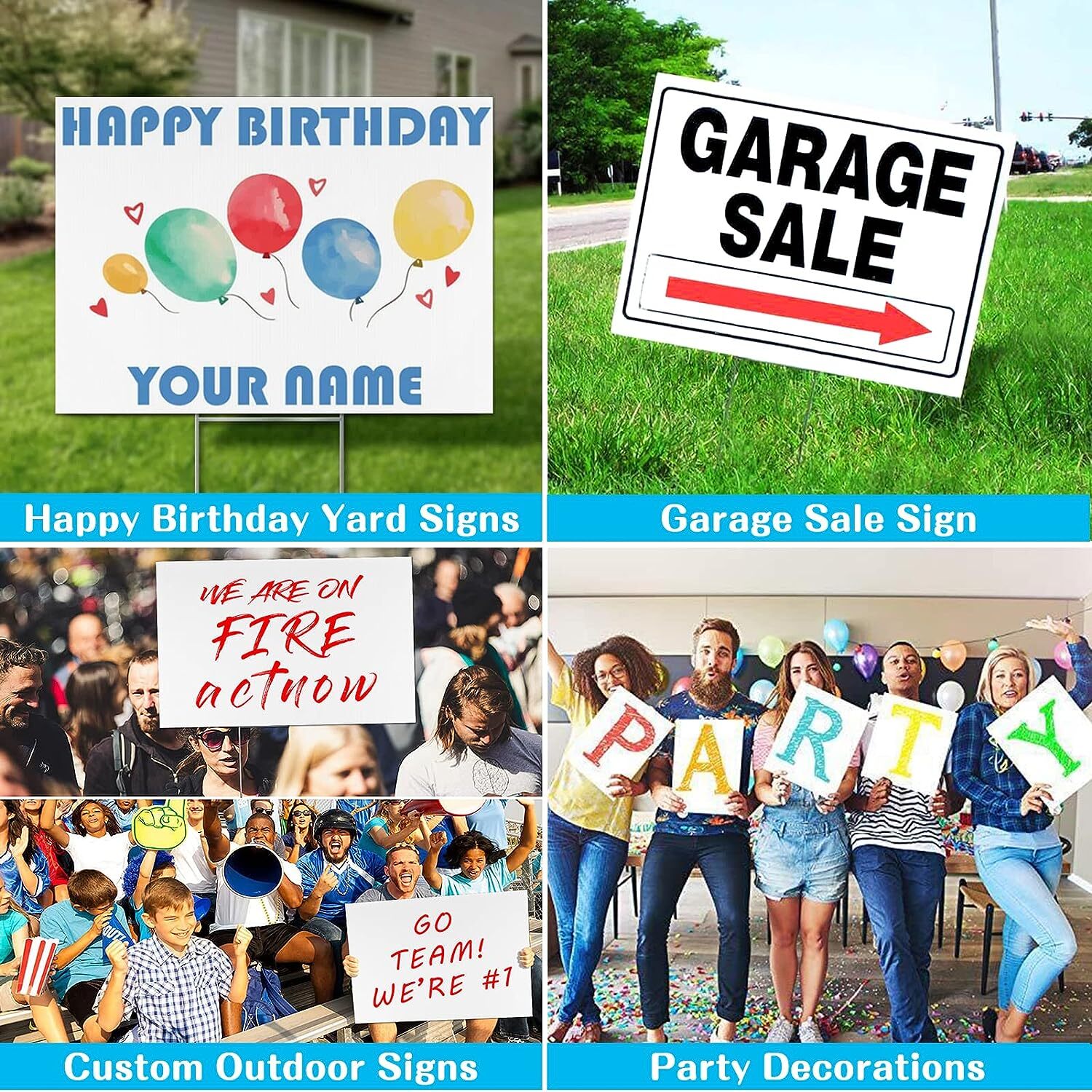 12×18 BLANK WHITE YARD SIGN KIT 3,5,10… Garage Yard sale W/STAKES+SHARPIES USA