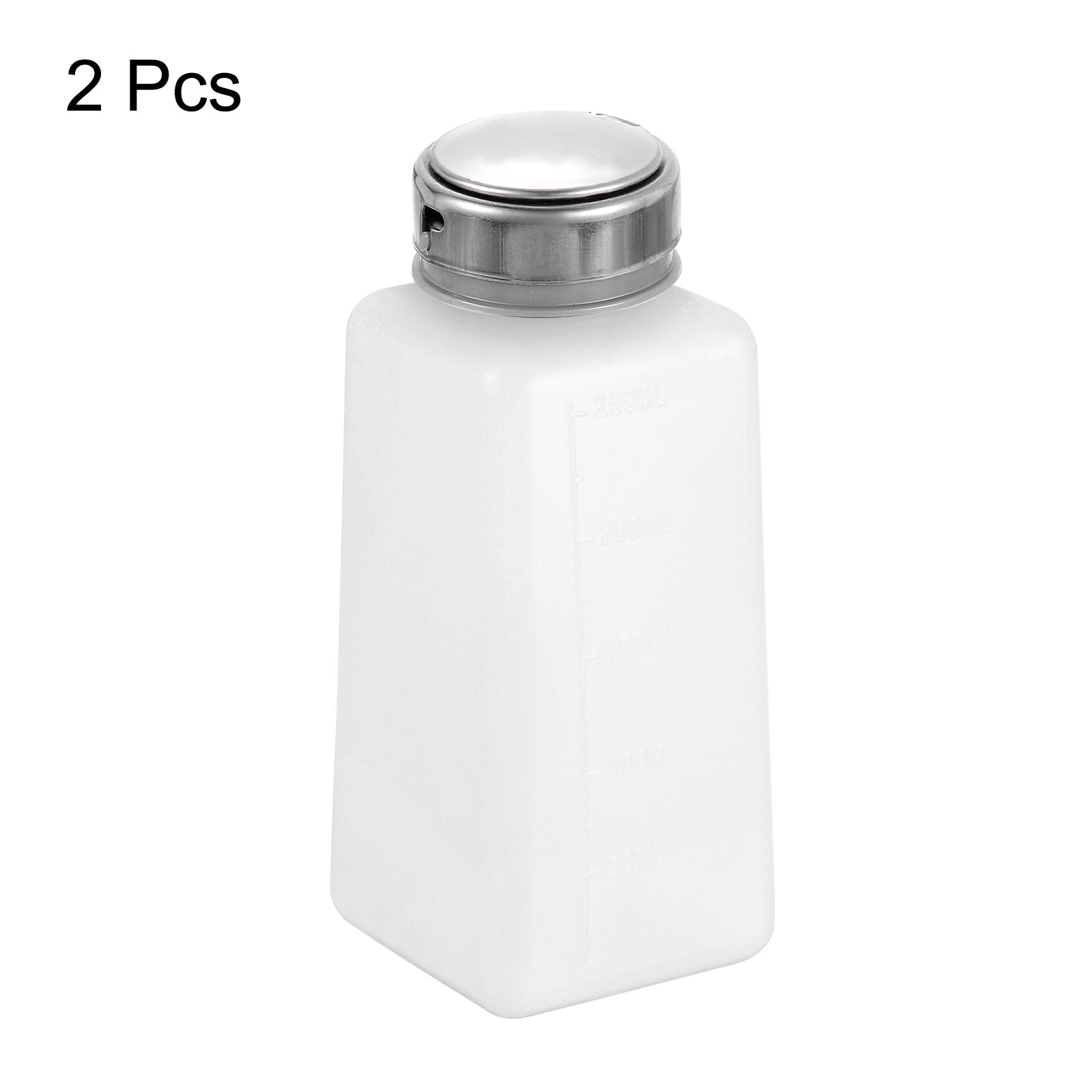 2pcs Solvent Alcohol Dispenser 250ml Push Down Nail Polish Remover Bottle White