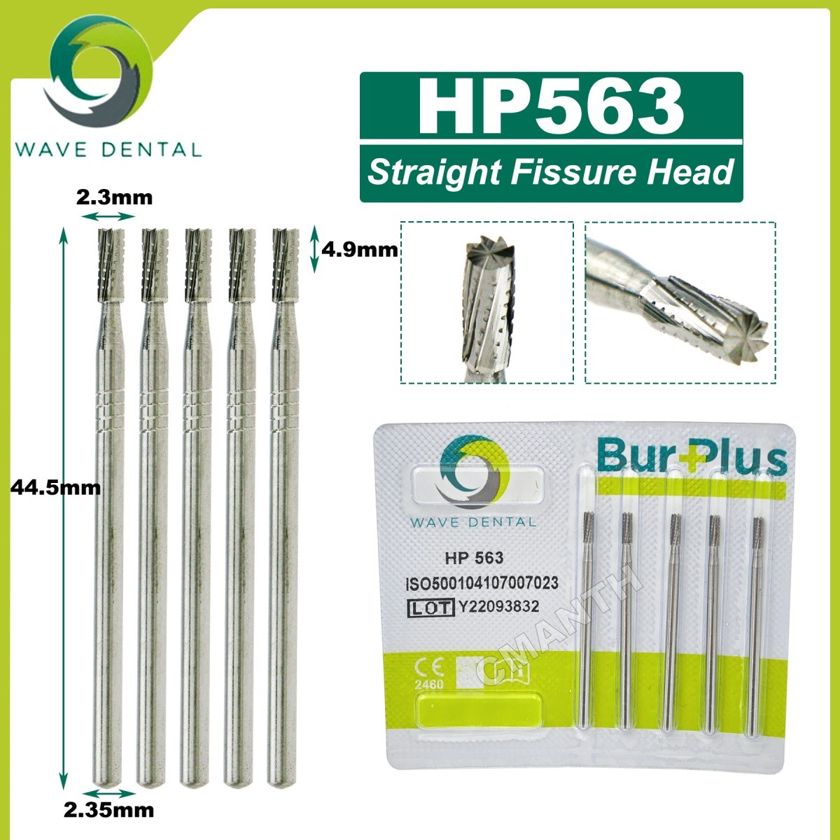 US WAVE Dental Tungsten Carbide Burs Dentistry Drills Dental Bur HP Dia 2.35mm