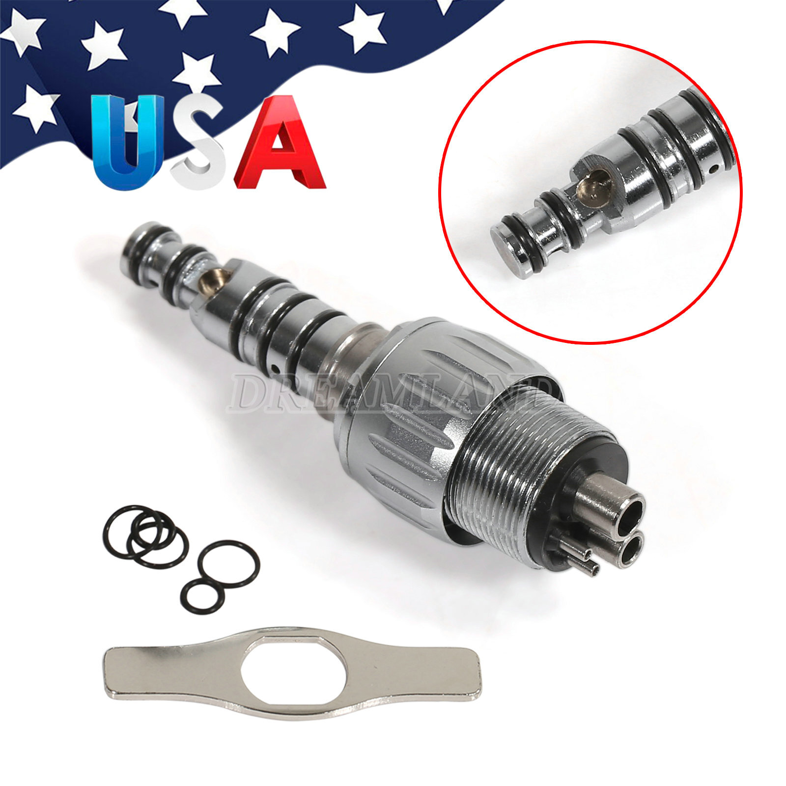 Dental LED Quick Coupler 4/6 Hole fit Kavo Multiflex LUX Fiber Optic Handpiece
